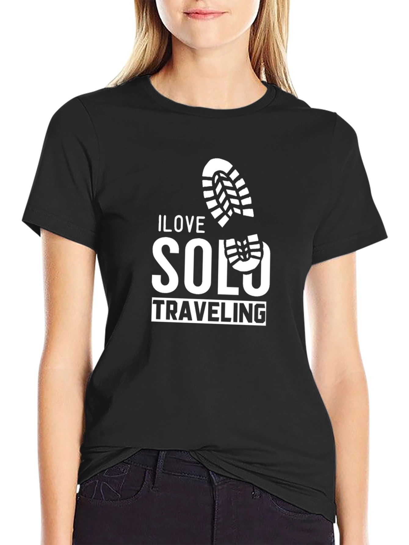 I Love Solo Traveling Black Graphic T-Shirt