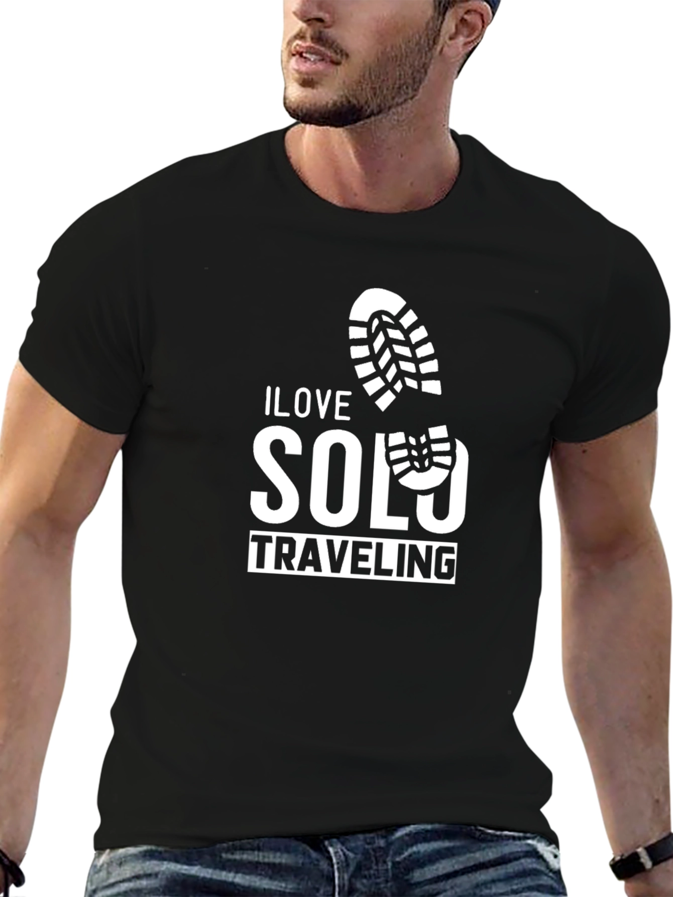 I Love Solo Traveling Black Graphic T-Shirt