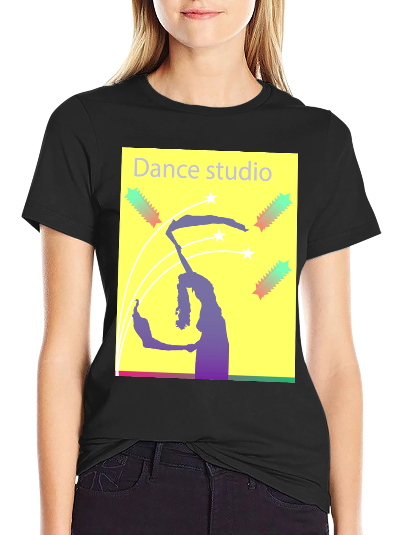 Dance Studio Graphic Tee - Black Cotton T-Shirt