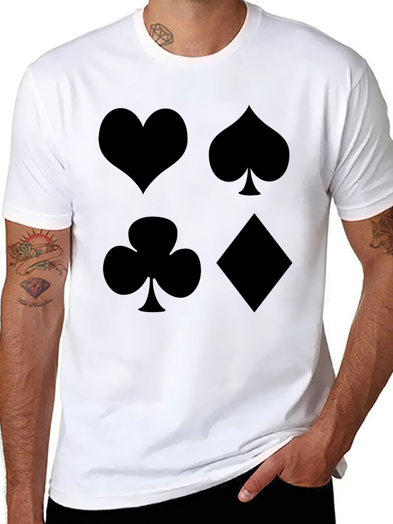 Playing Card Suit T-Shirt - Heart Spade Club Diamond