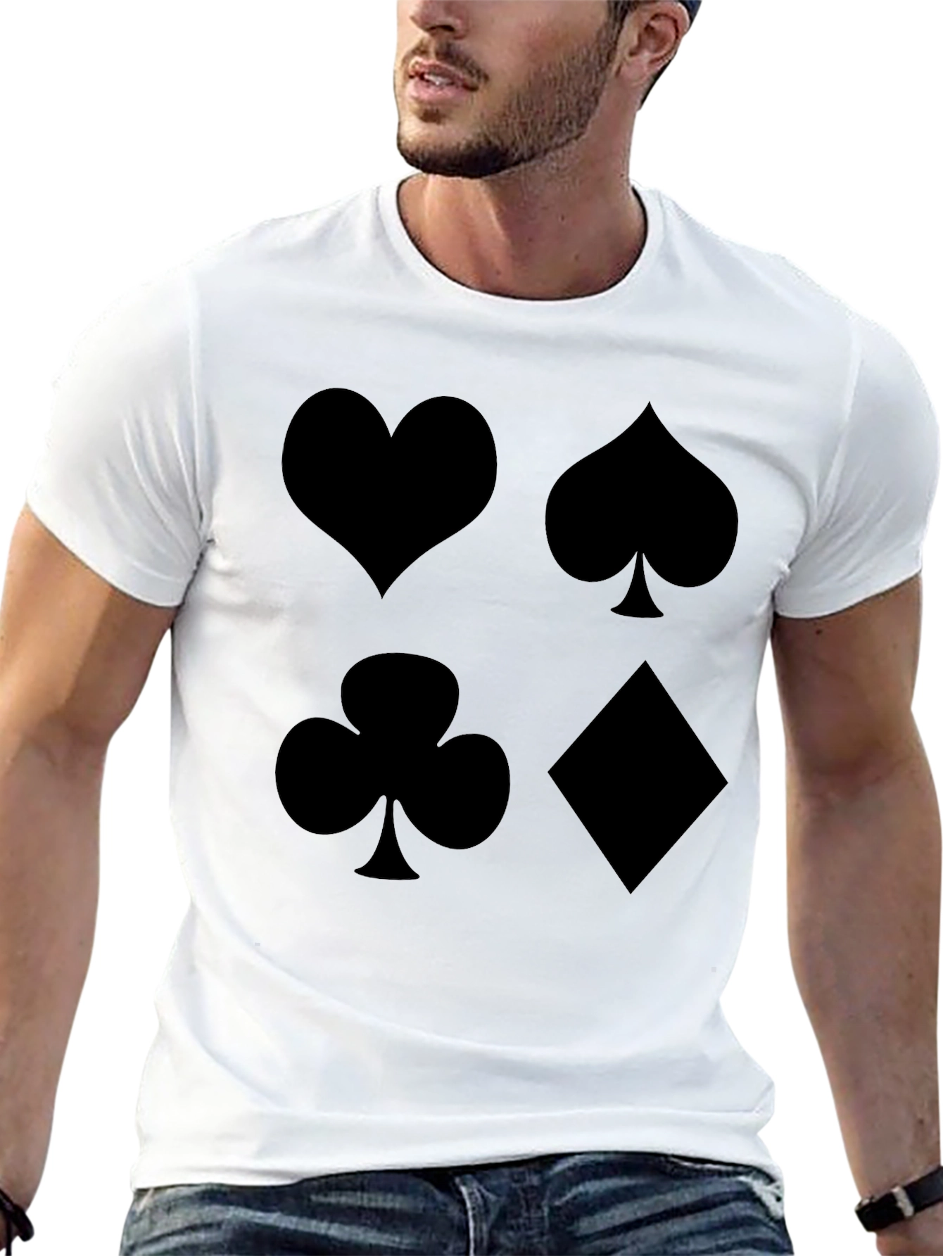 Playing Card Suit T-Shirt - Heart Spade Club Diamond