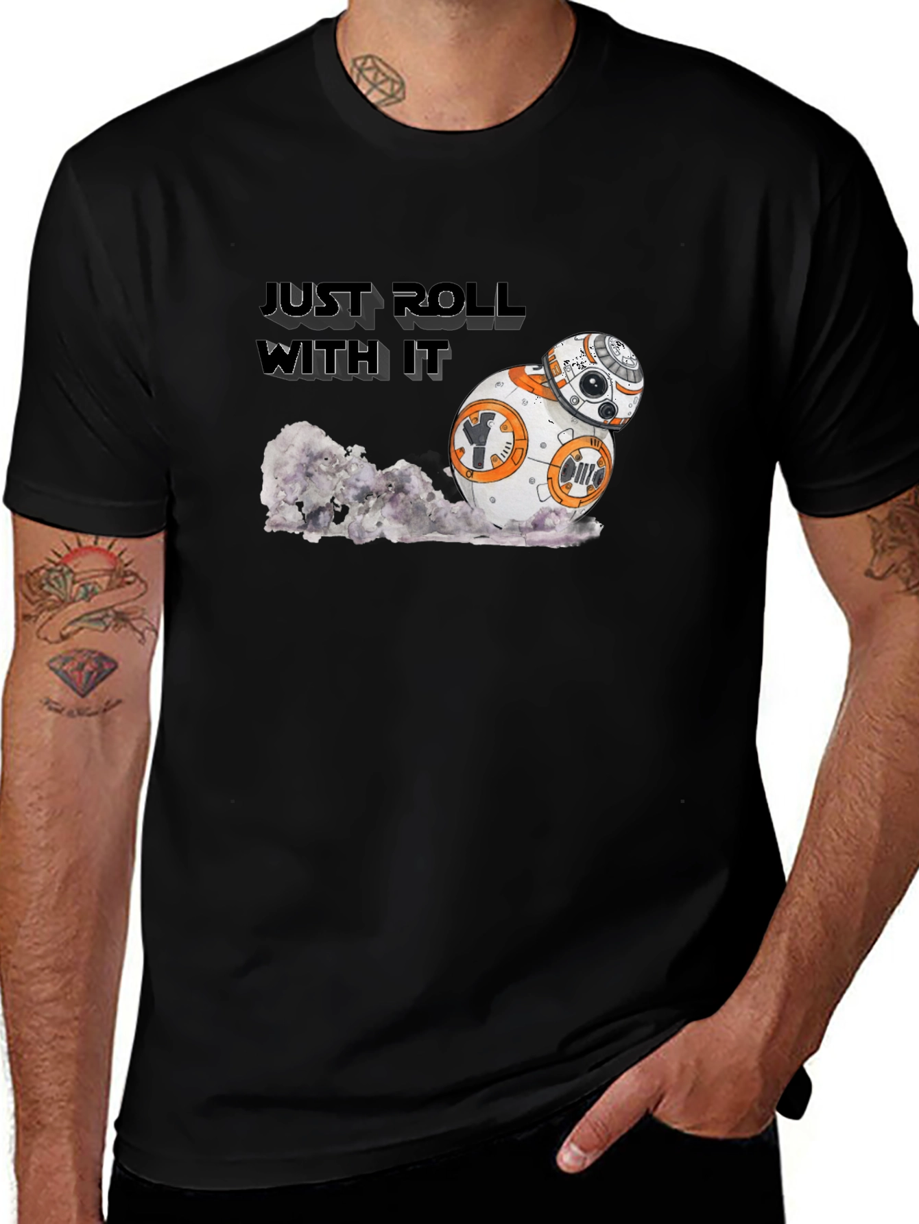 Just Roll With It Star Wars BB-8 Black T-Shirt