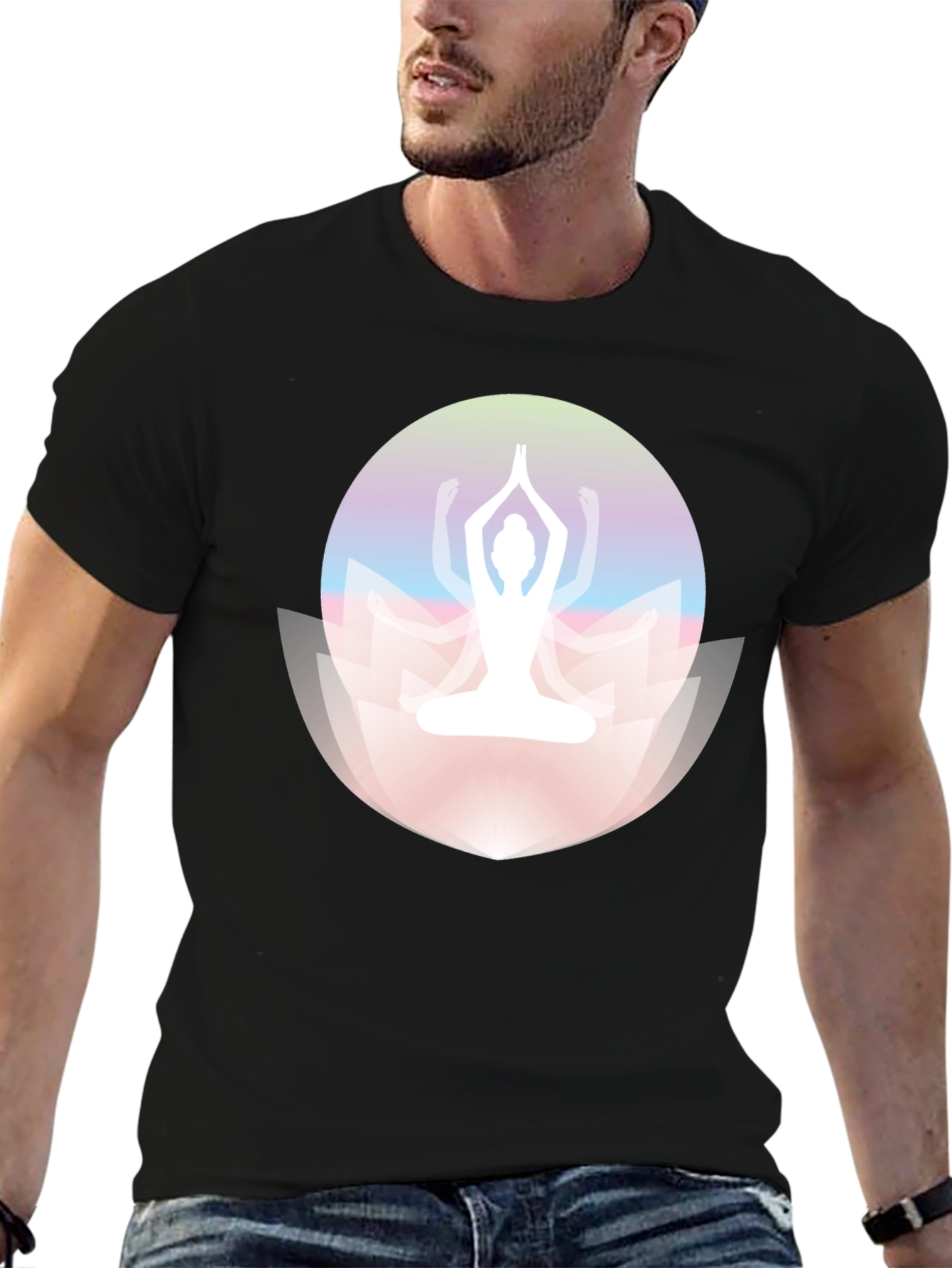 Yoga Lotus Graphic Black Tee