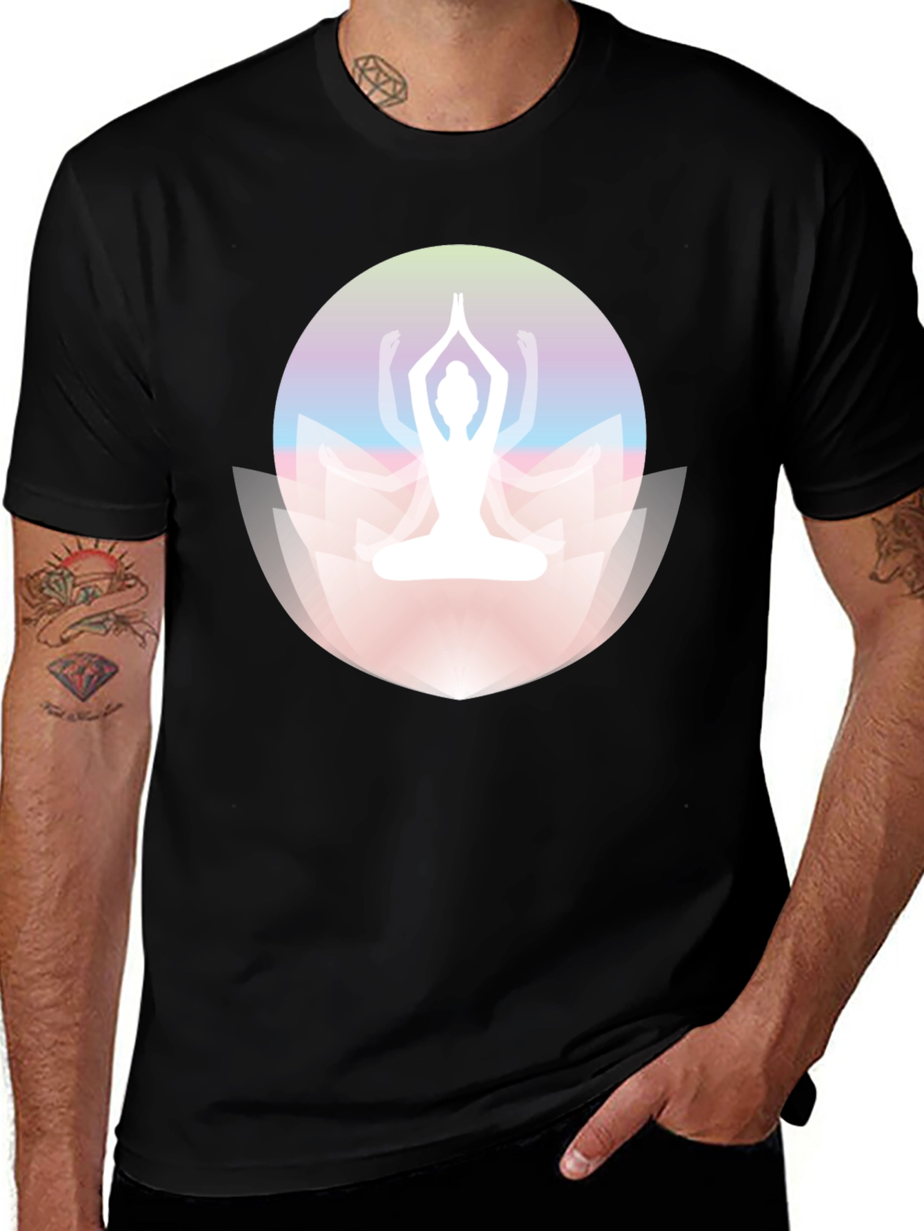 Yoga Lotus Graphic Black Tee
