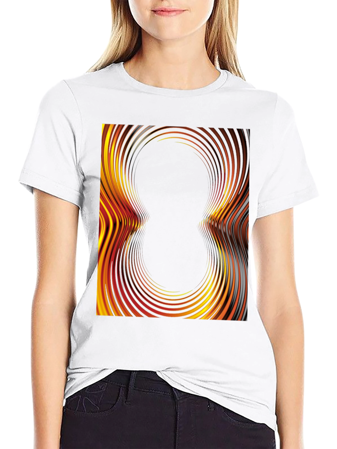 Abstract Swirl Graphic Tee - Black Cotton T-Shirt