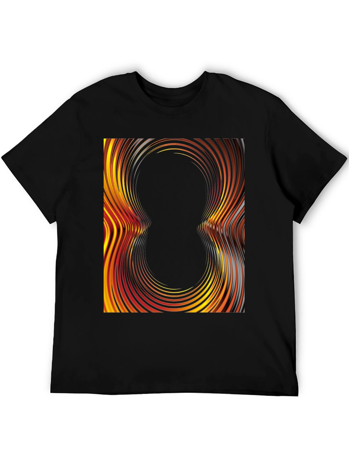 Abstract Swirl Graphic Tee - Black Cotton T-Shirt