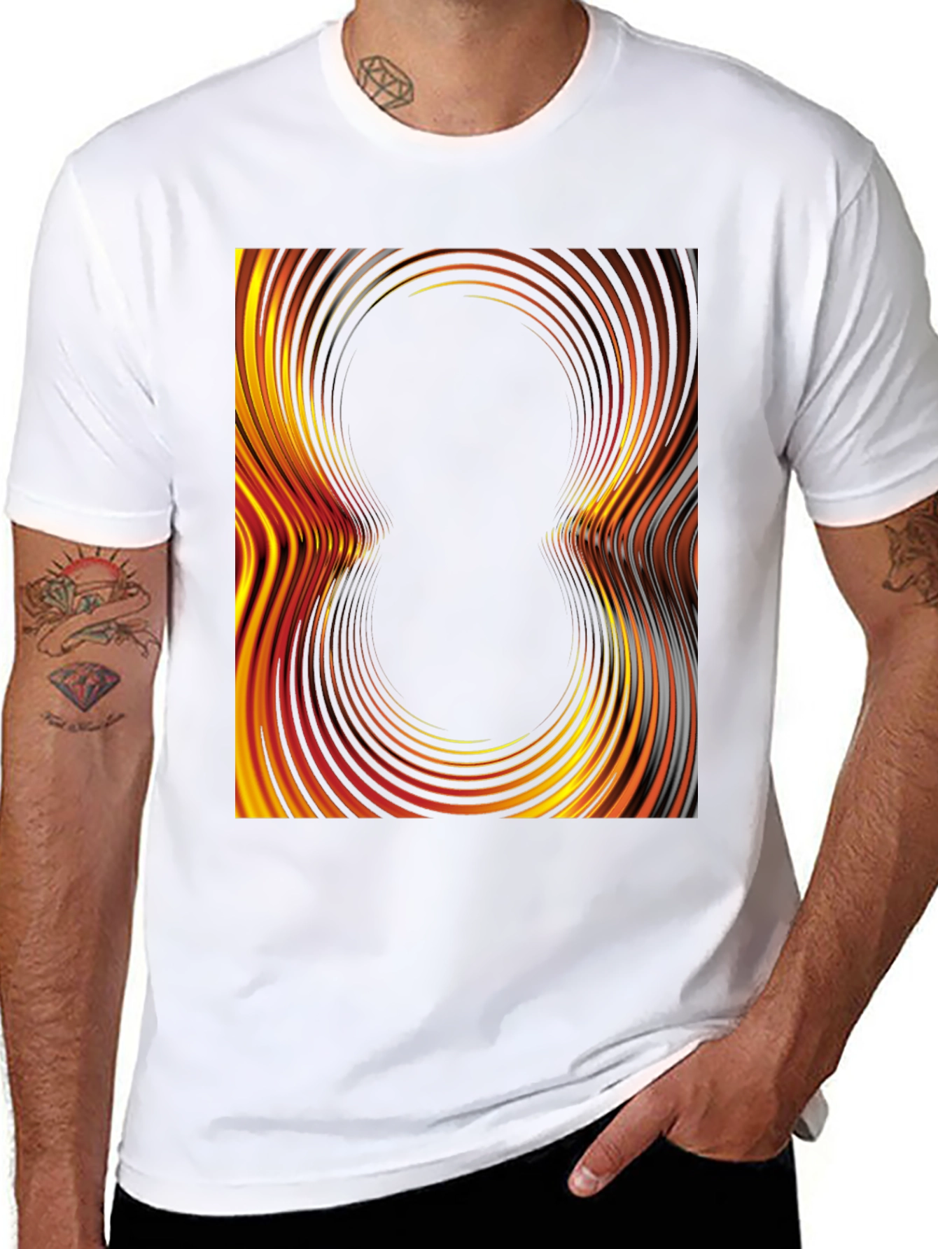 Abstract Swirl Graphic Tee - Black Cotton T-Shirt