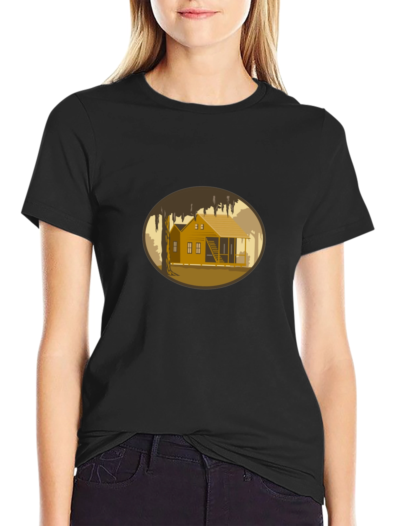 Bayou Cabin Graphic Tee - Black