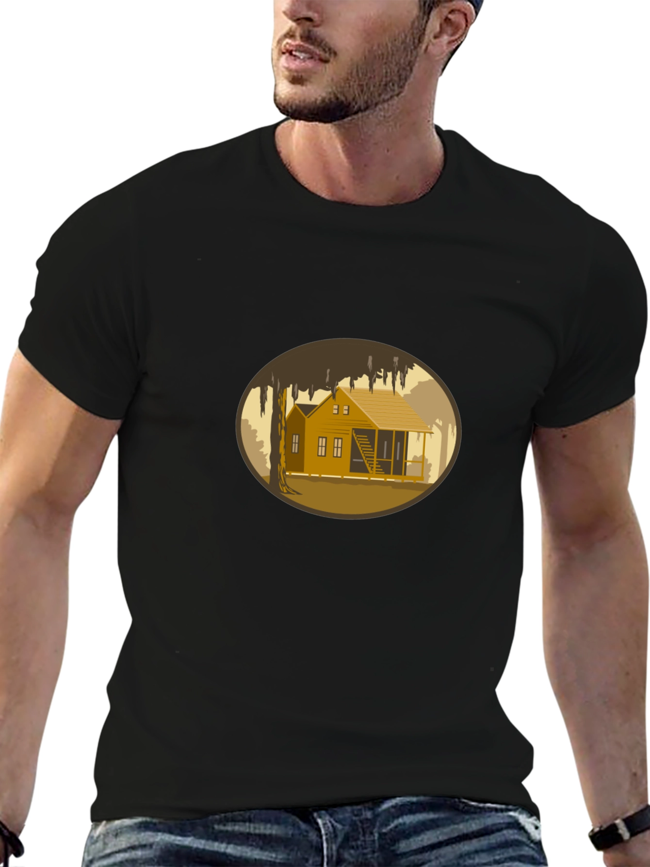 Bayou Cabin Graphic Tee - Black