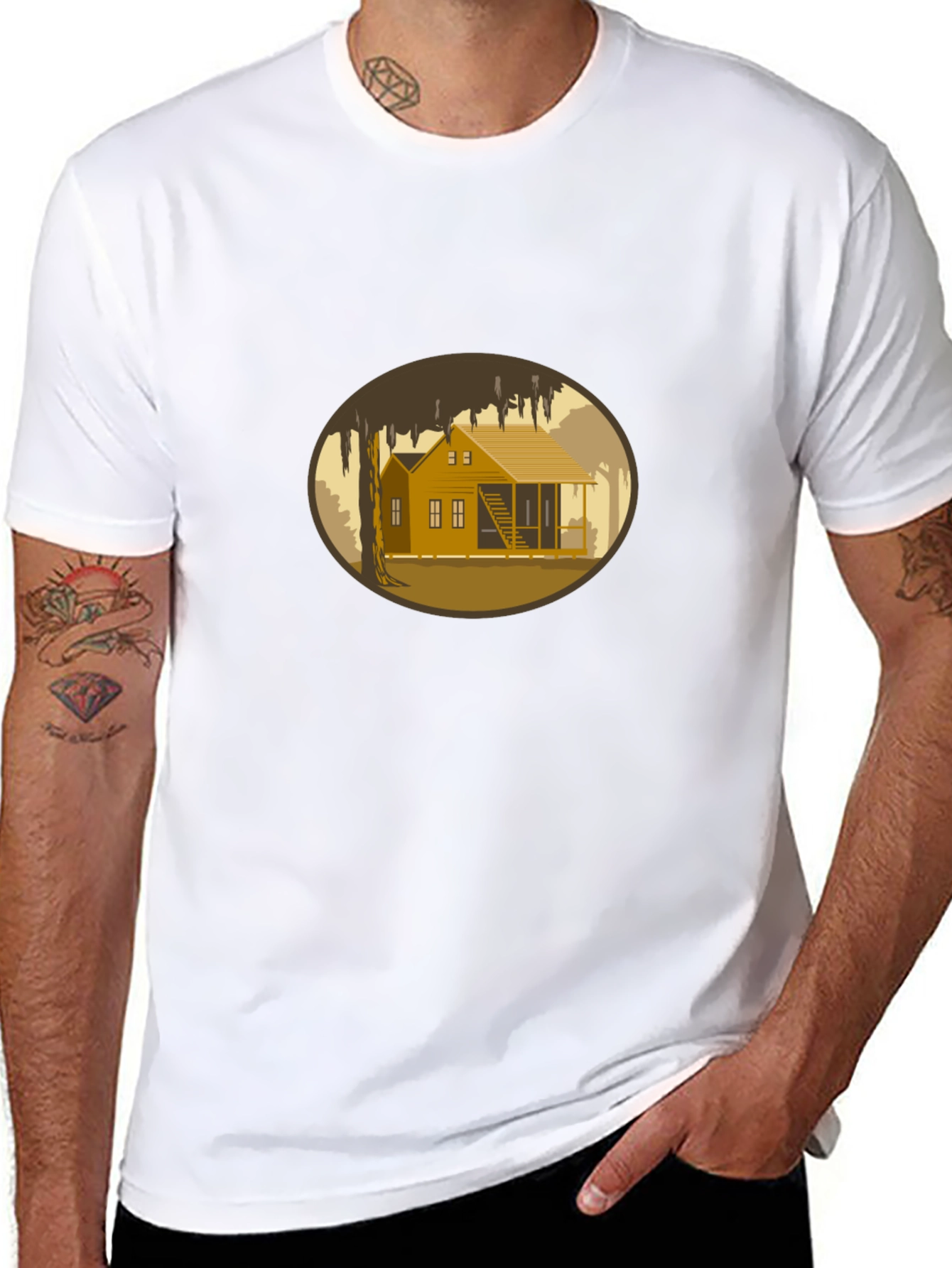 Bayou Cabin Graphic Tee - Black