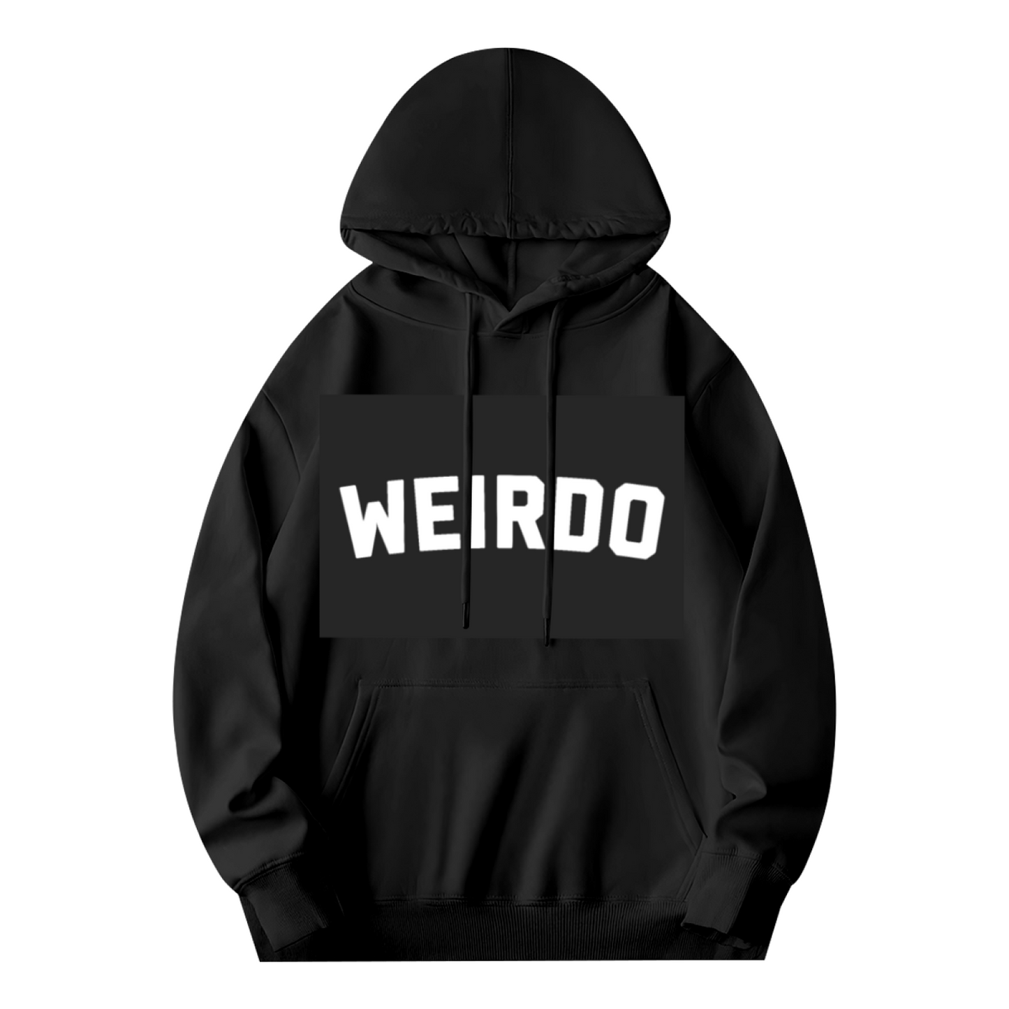 Bold WEIRDO Block Letter Black Hoodie, Edgy Cozy Streetwear Pullover