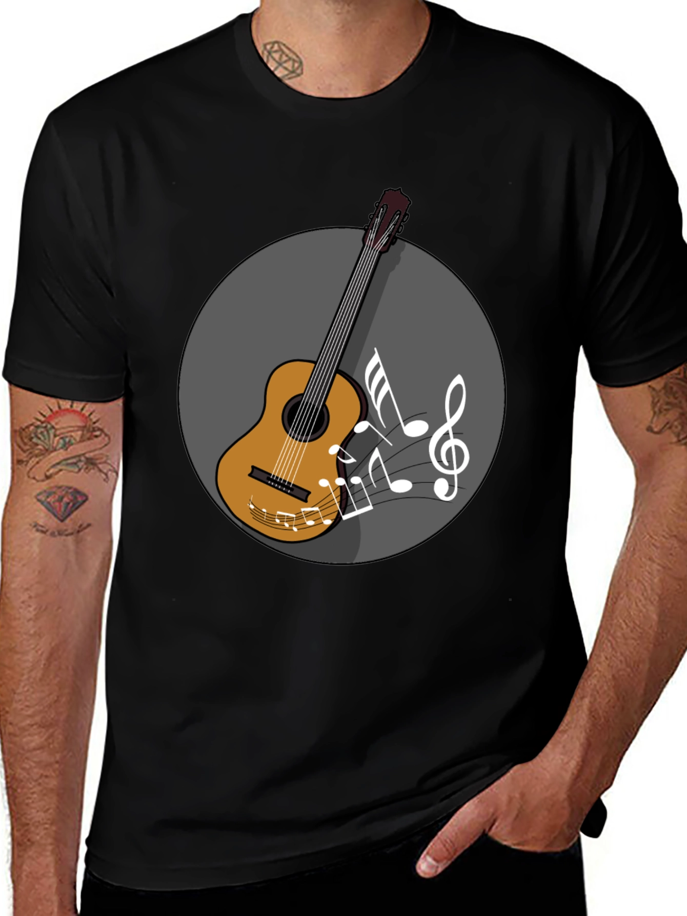 Guitar Music Graphic Tee - Musicians Black T-Shirt