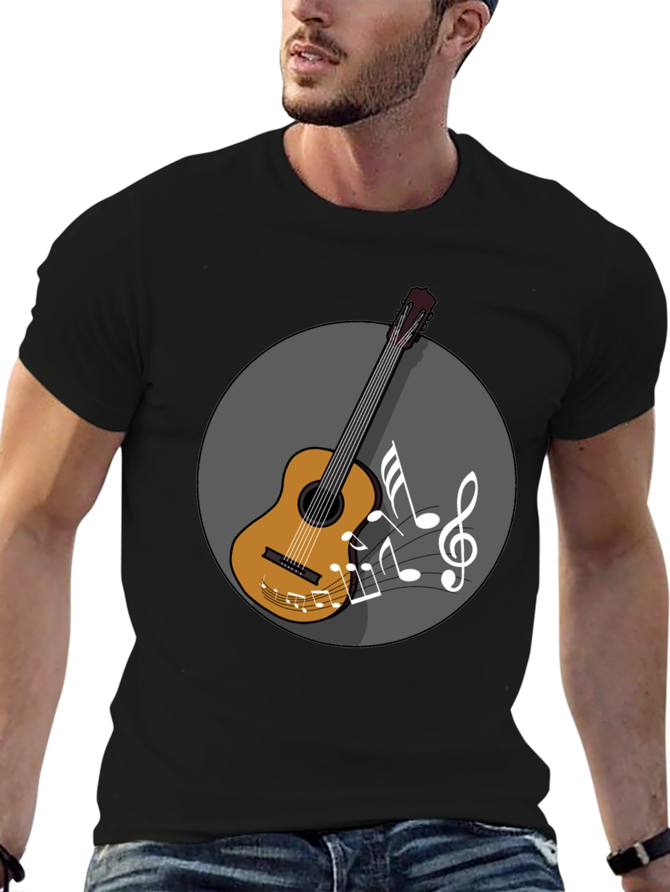 Guitar Music Graphic Tee - Musicians Black T-Shirt