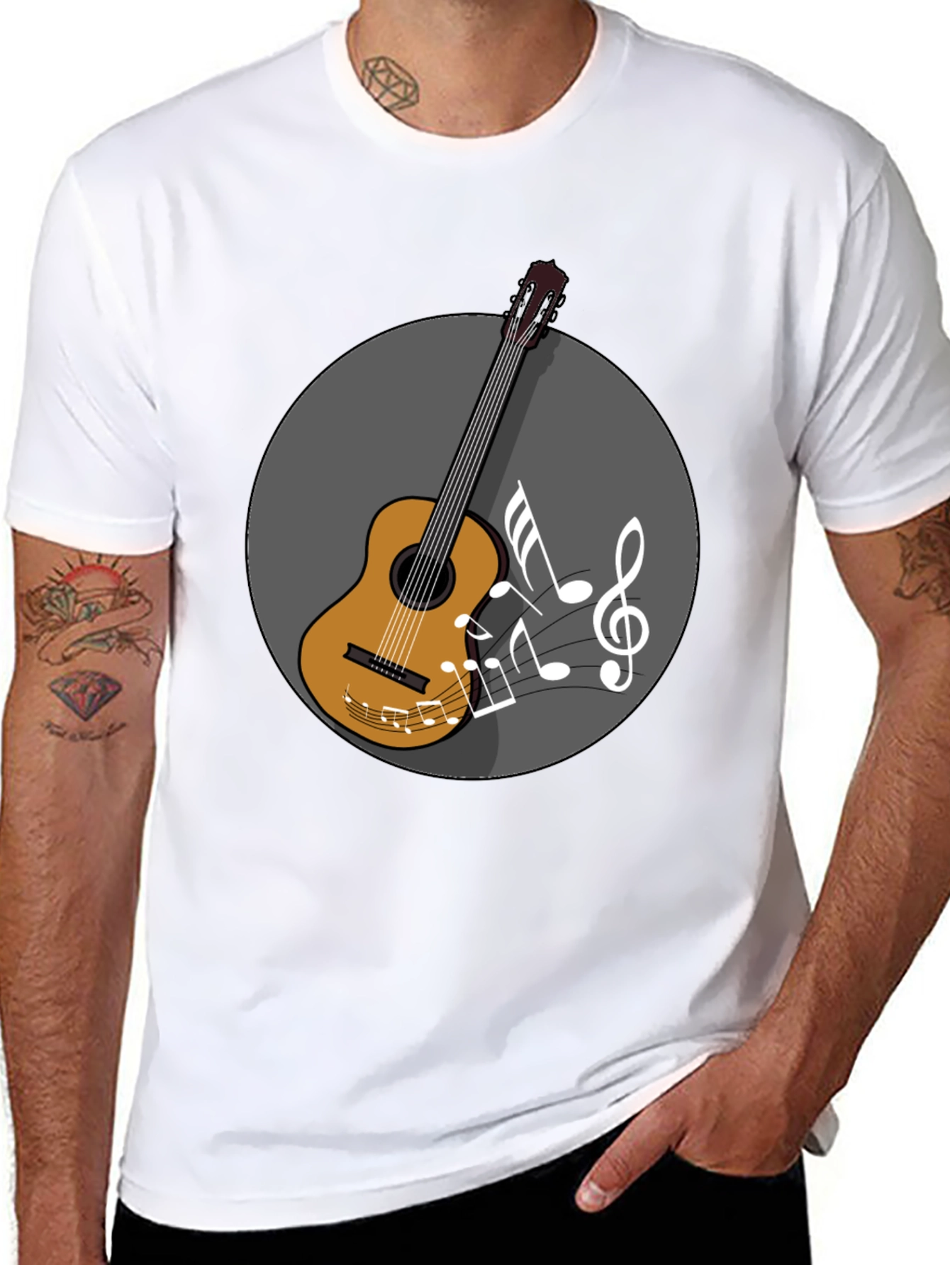 Guitar Music Graphic Tee - Musicians Black T-Shirt