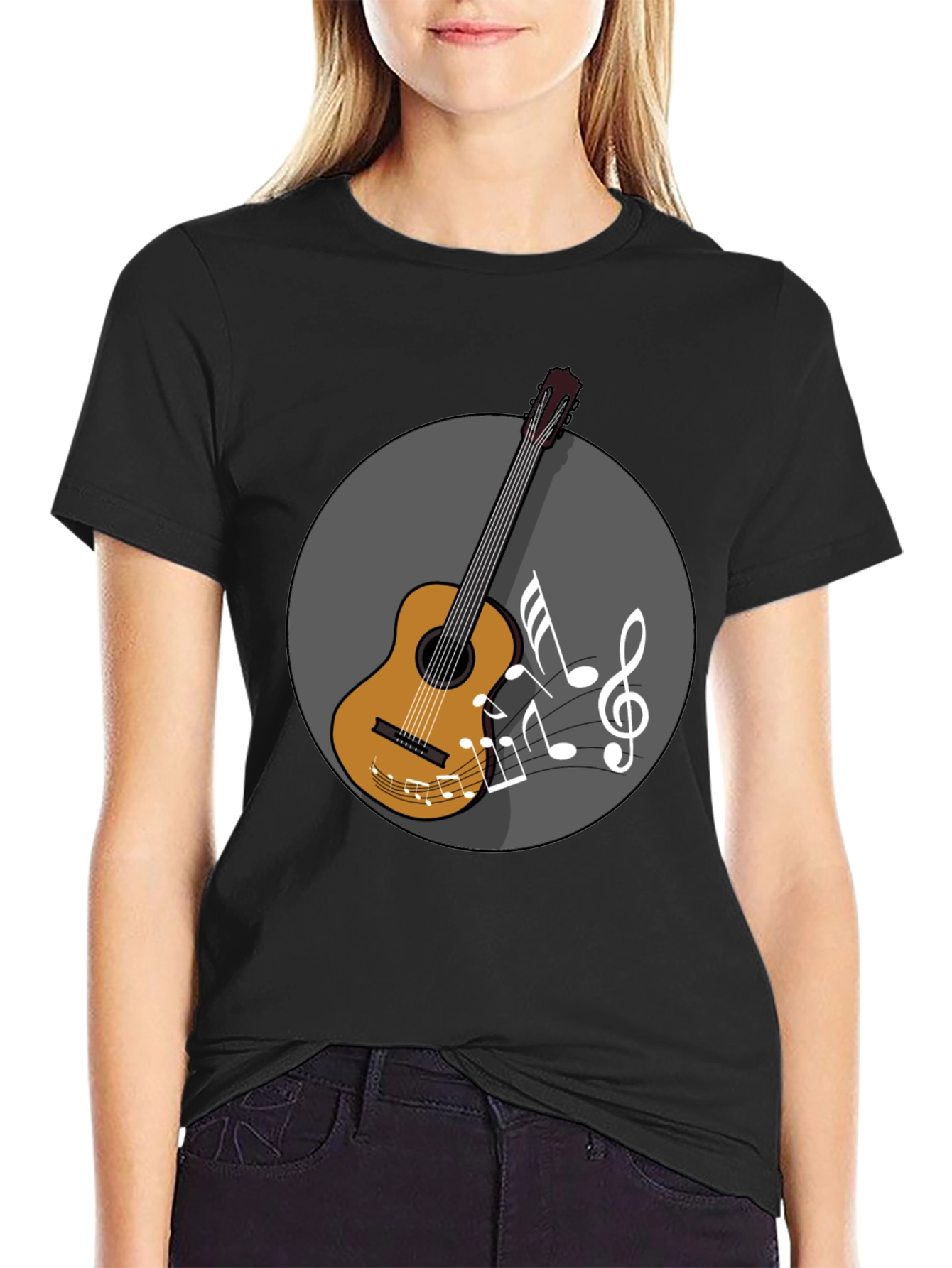 Guitar Music Graphic Tee - Musicians Black T-Shirt