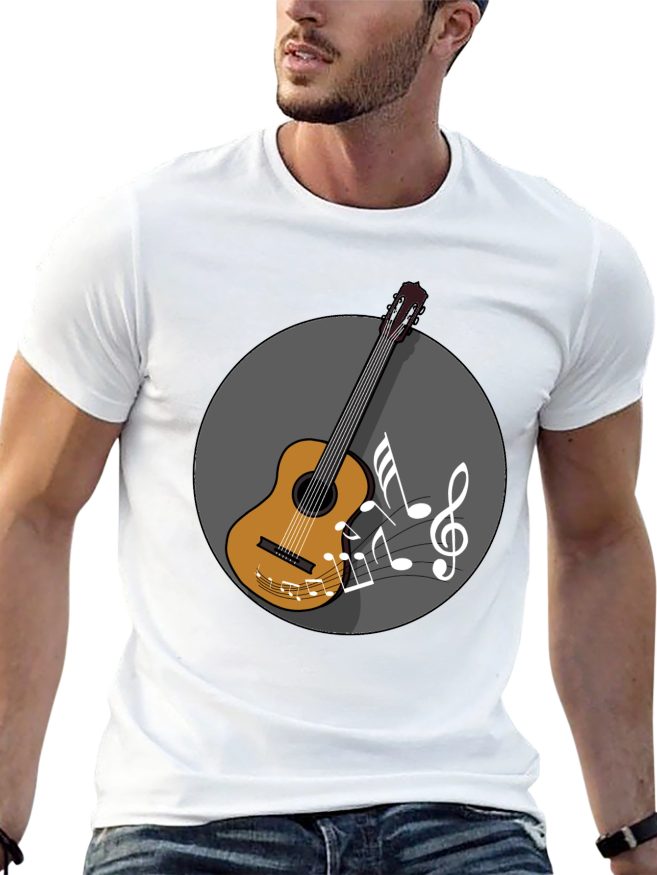 Guitar Music Graphic Tee - Musicians Black T-Shirt