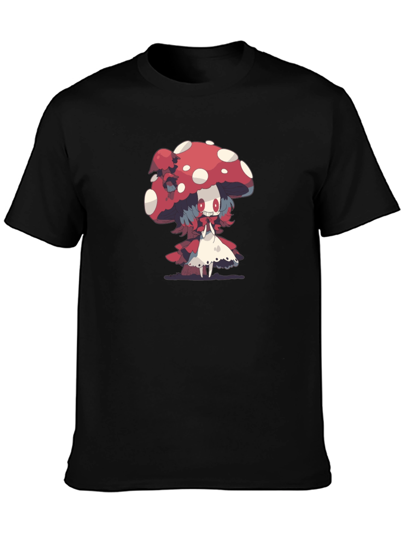 Mushroom Character Graphic Print Black Tee