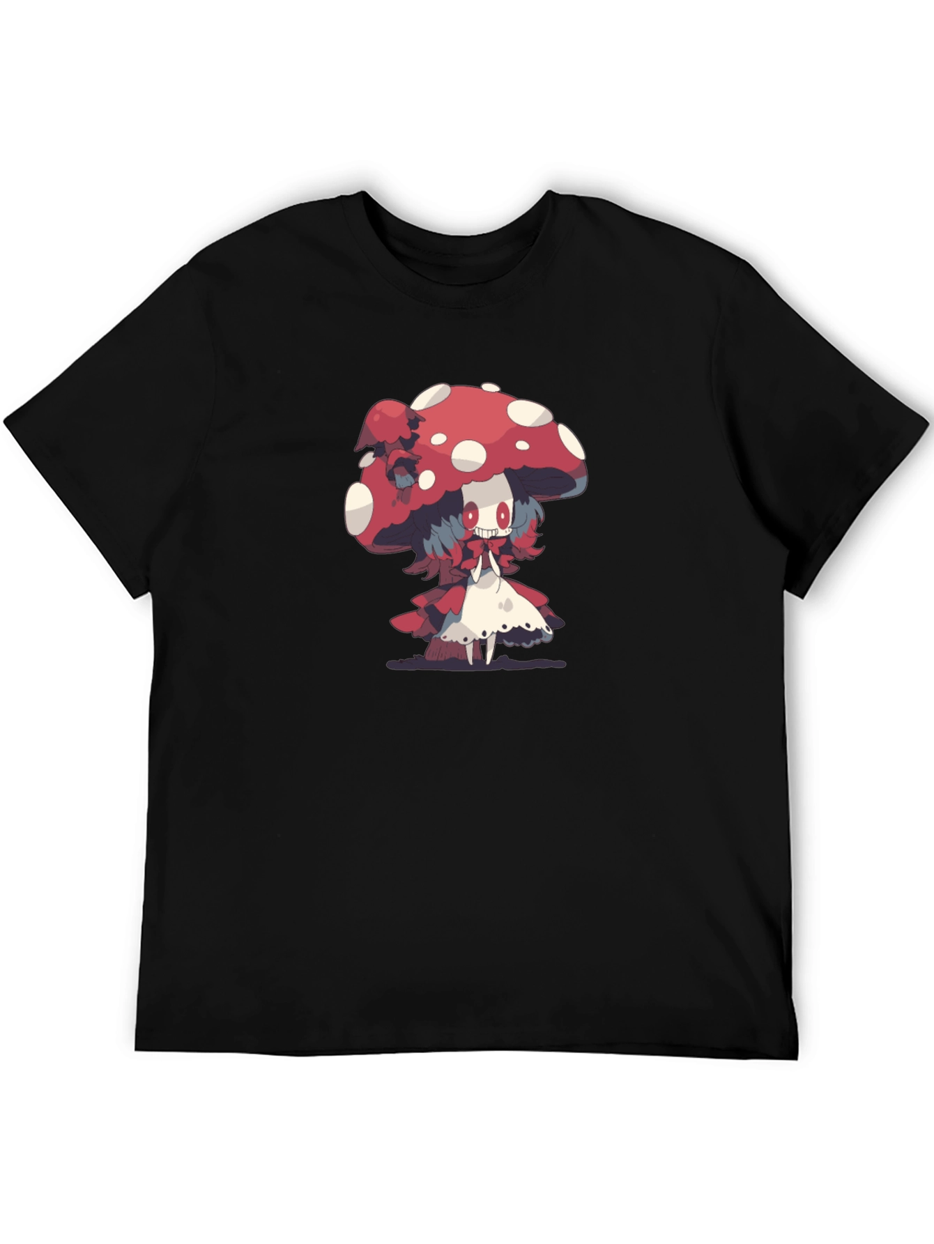 Mushroom Character Graphic Print Black Tee