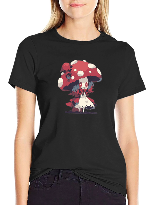 Mushroom Character Graphic Print Black Tee