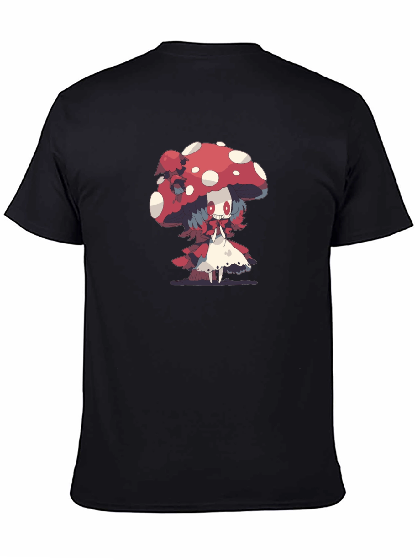 Mushroom Character Graphic Print Black Tee