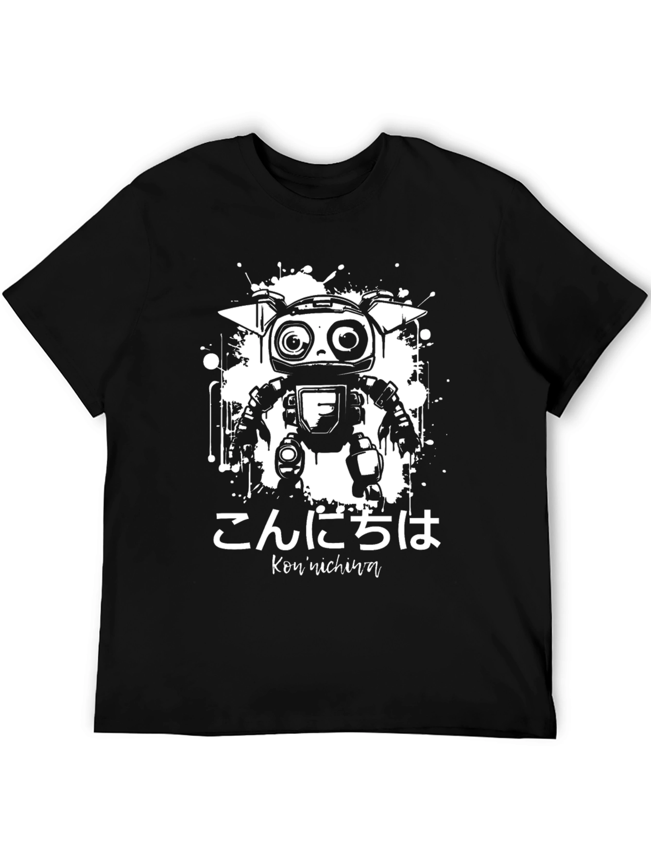 Robot Japanese Graphic Tee - Cool Black T-Shirt
