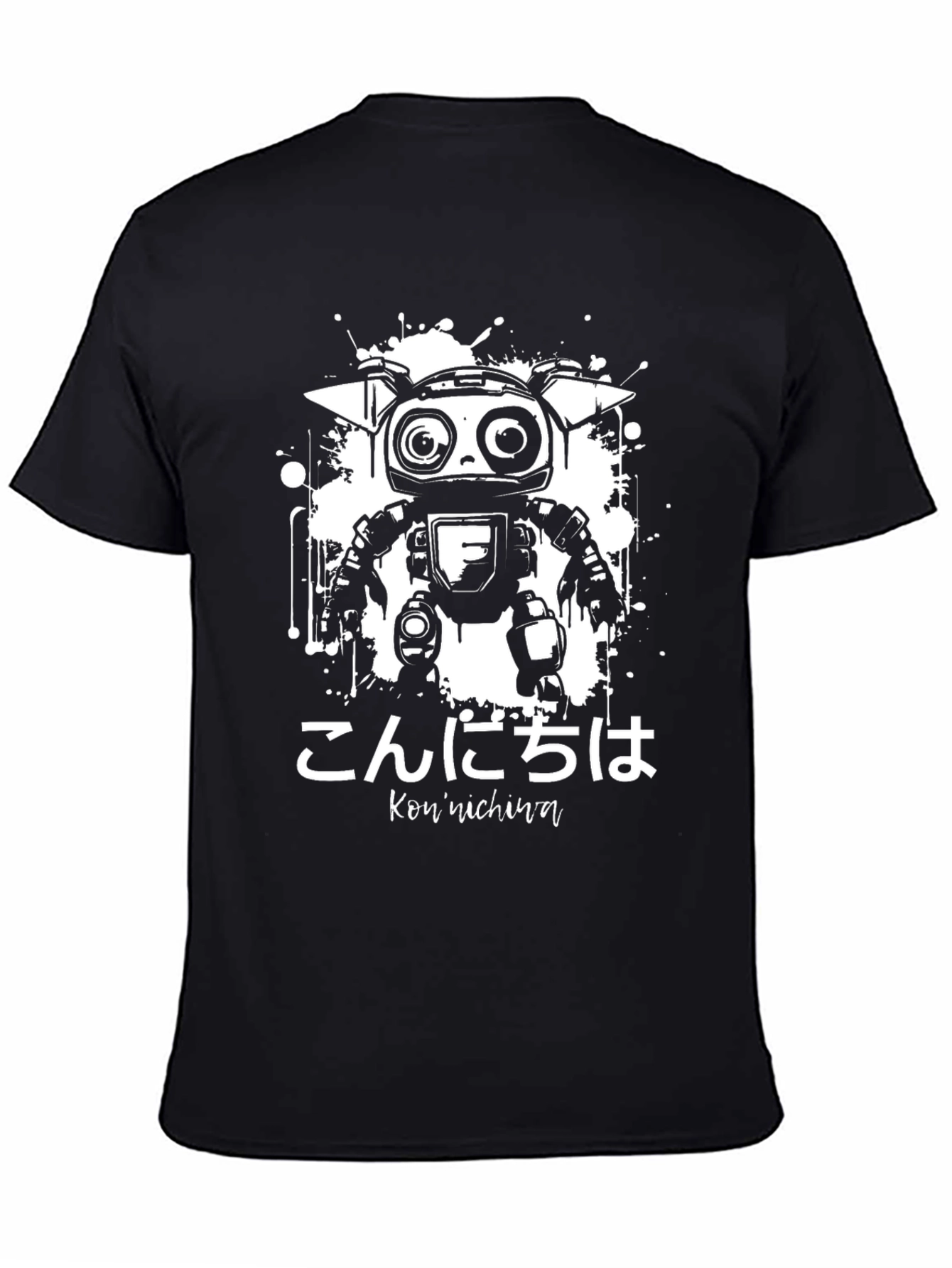 Robot Japanese Graphic Tee - Cool Black T-Shirt