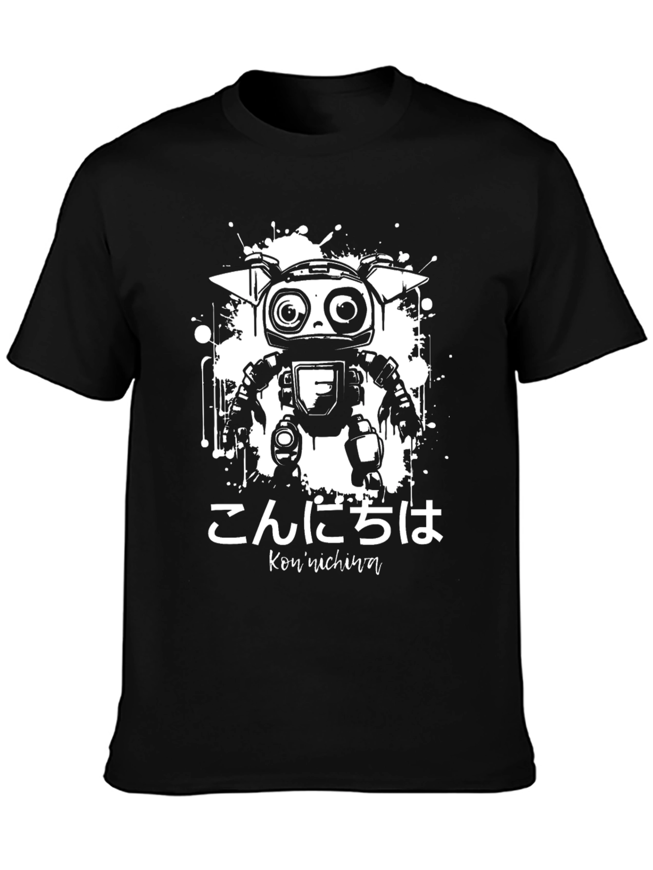 Robot Japanese Graphic Tee - Cool Black T-Shirt
