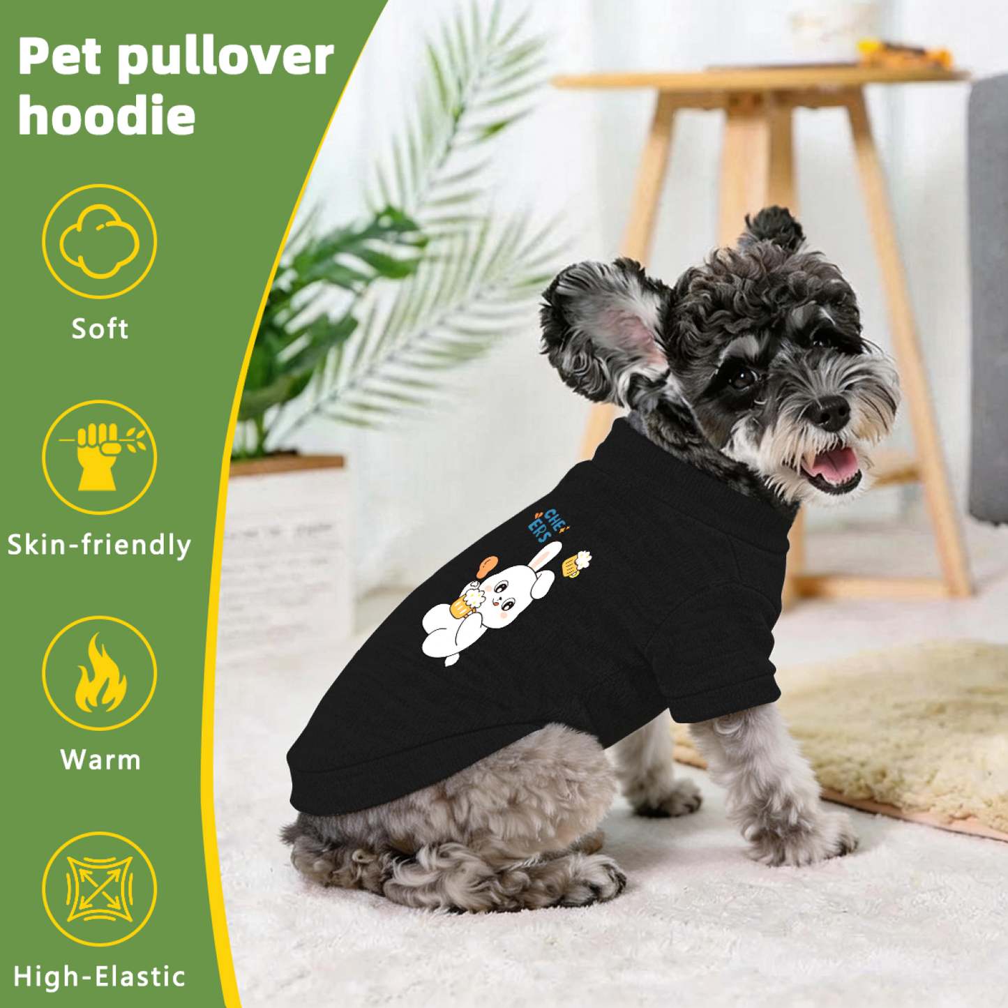 Cheers Beer Bunny Cartoon Pet Cardigan Sweater, Funny Party Puppy Outfit