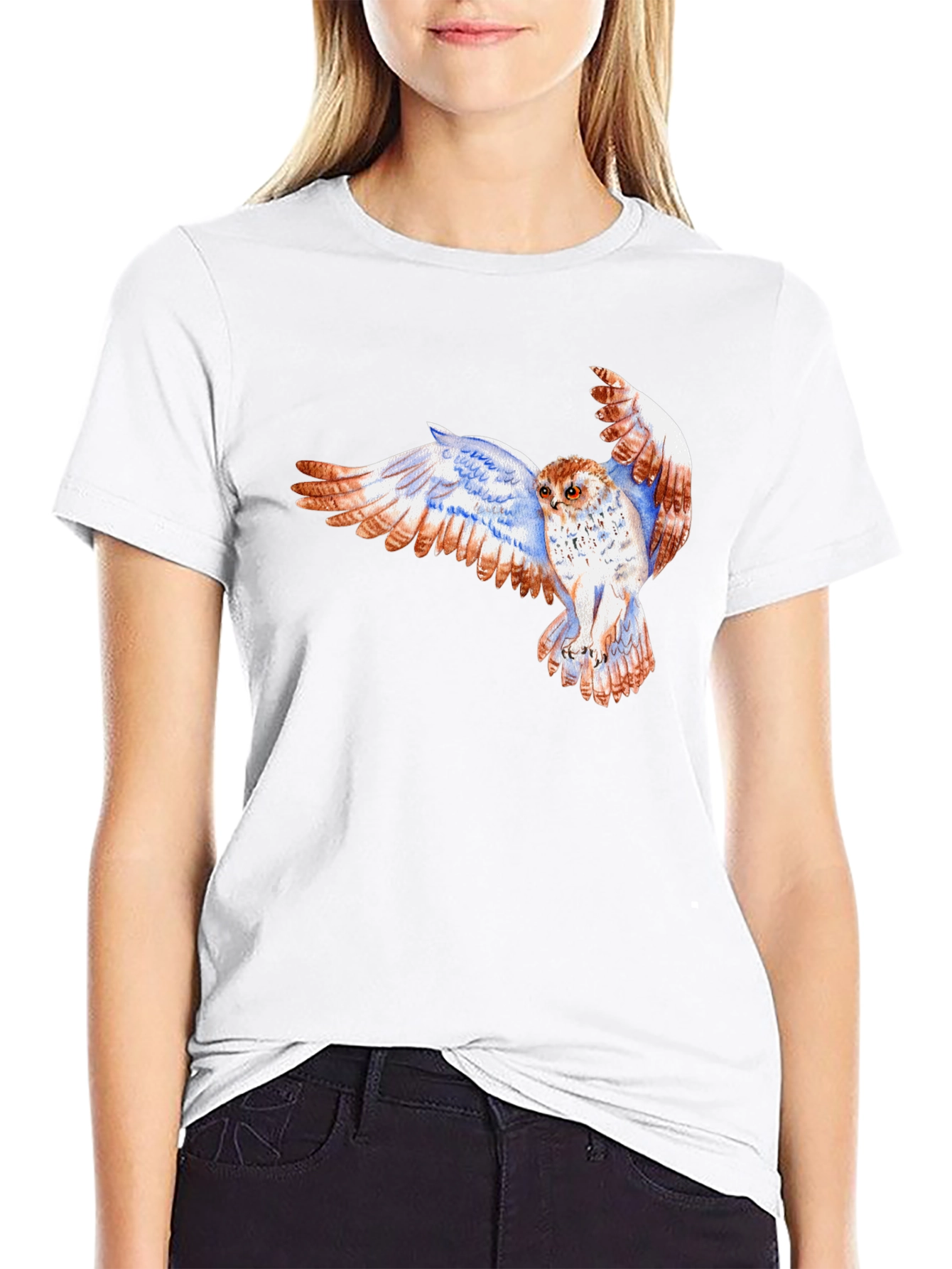 Owl Print Black T-Shirt