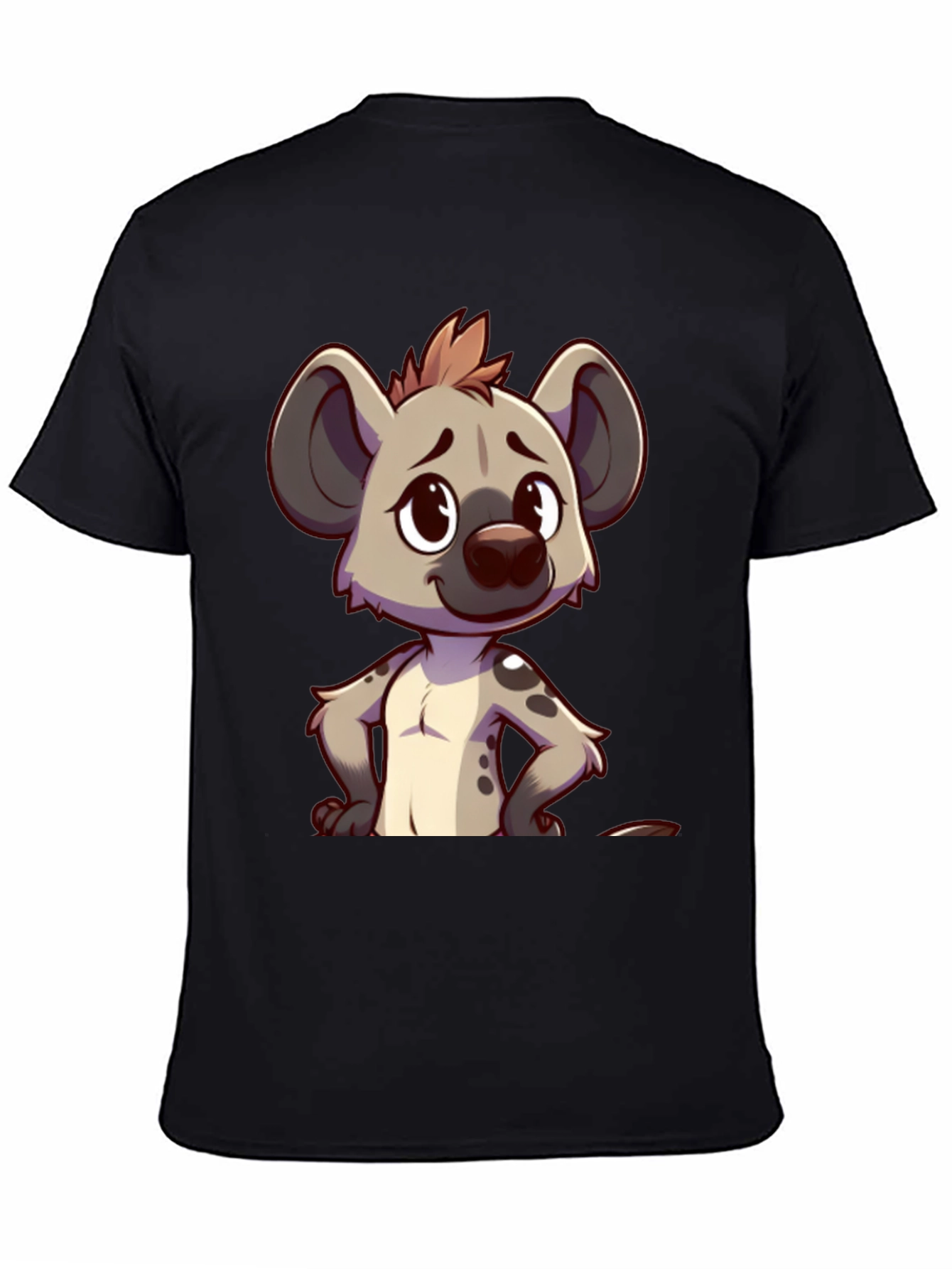 Cartoon Hyena Graphic Tee - Stylish Black T-Shirt