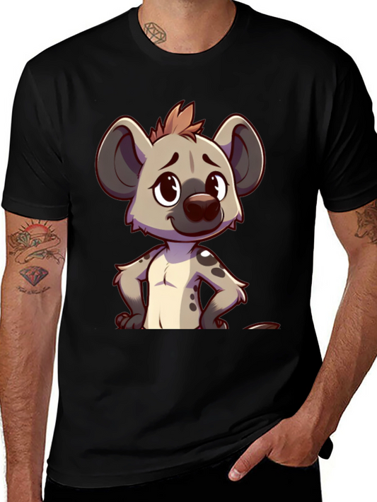 Cartoon Hyena Graphic Tee - Stylish Black T-Shirt