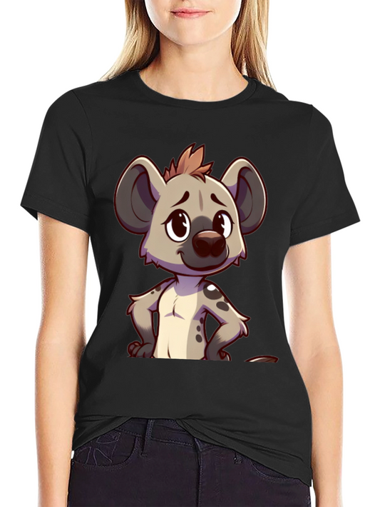 Cartoon Hyena Graphic Tee - Stylish Black T-Shirt