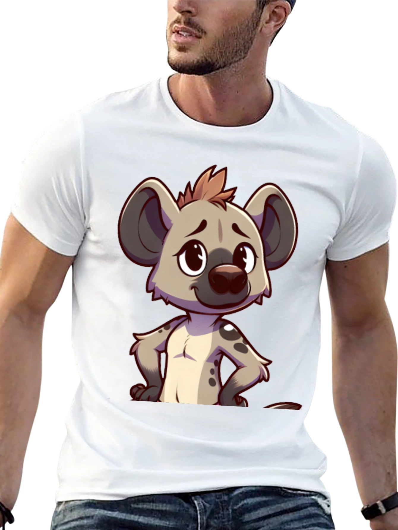 Cartoon Hyena Graphic Tee - Stylish Black T-Shirt