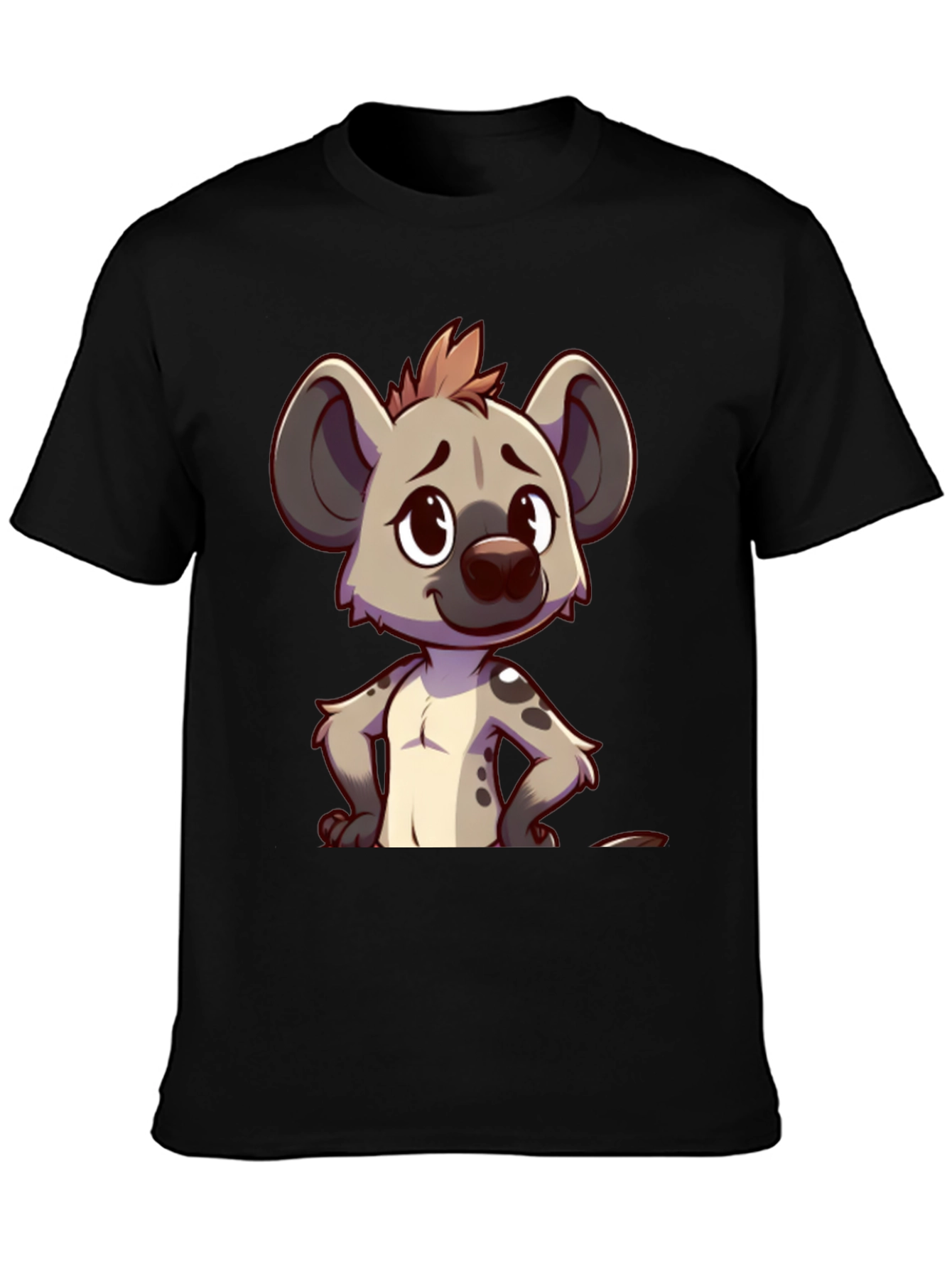 Cartoon Hyena Graphic Tee - Stylish Black T-Shirt
