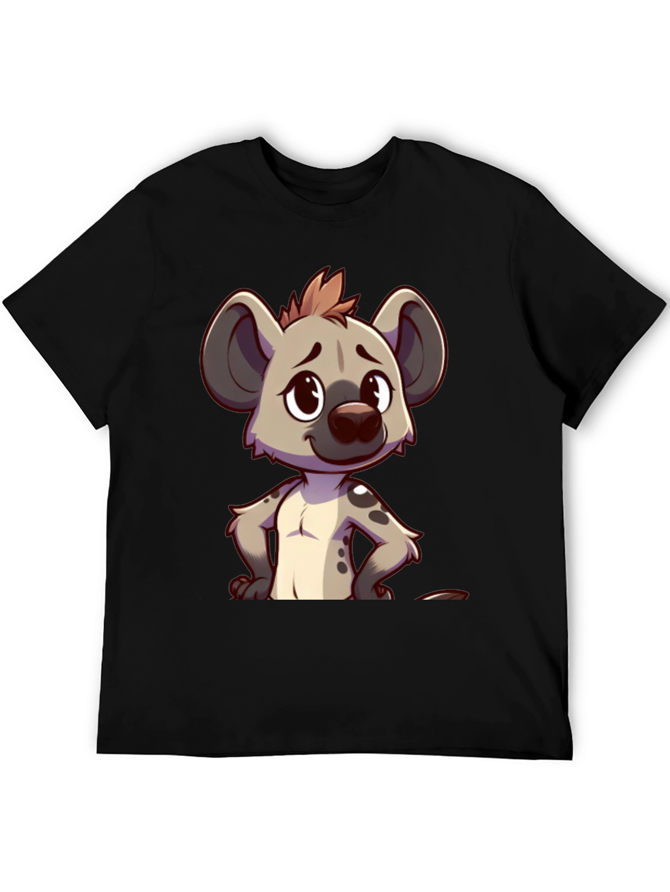 Cartoon Hyena Graphic Tee - Stylish Black T-Shirt