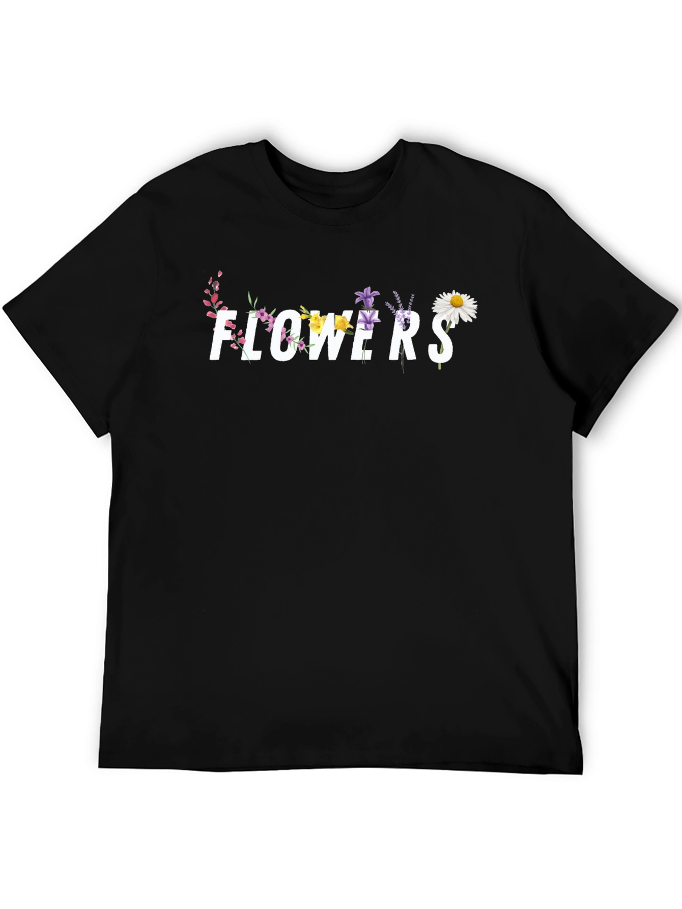 Floral Typography Black T-Shirt