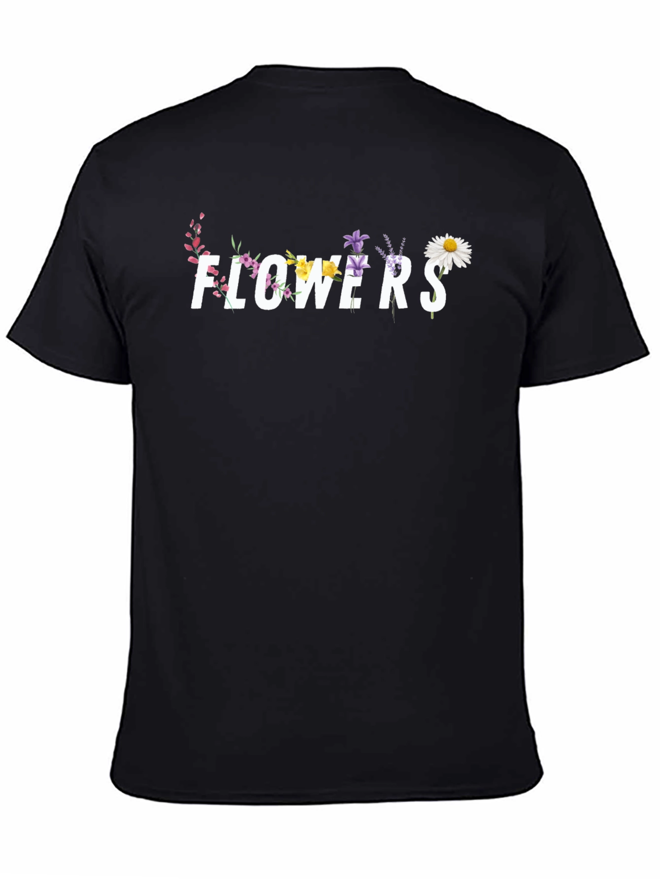 Floral Typography Black T-Shirt
