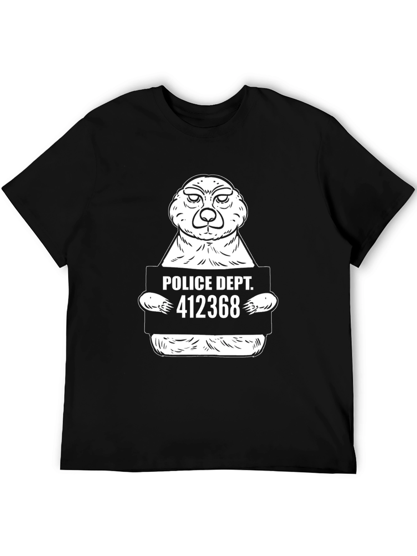 Funny Meerkat Police Dept. Mugshot Black T-Shirt