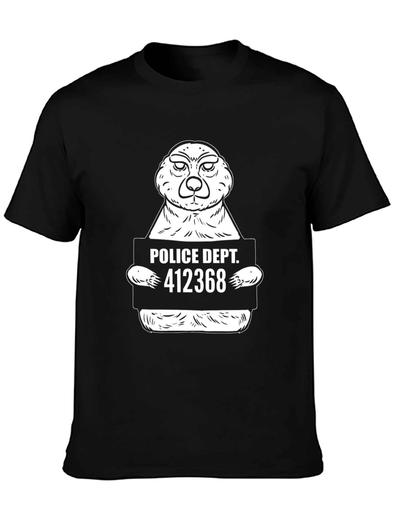 Funny Meerkat Police Dept. Mugshot Black T-Shirt