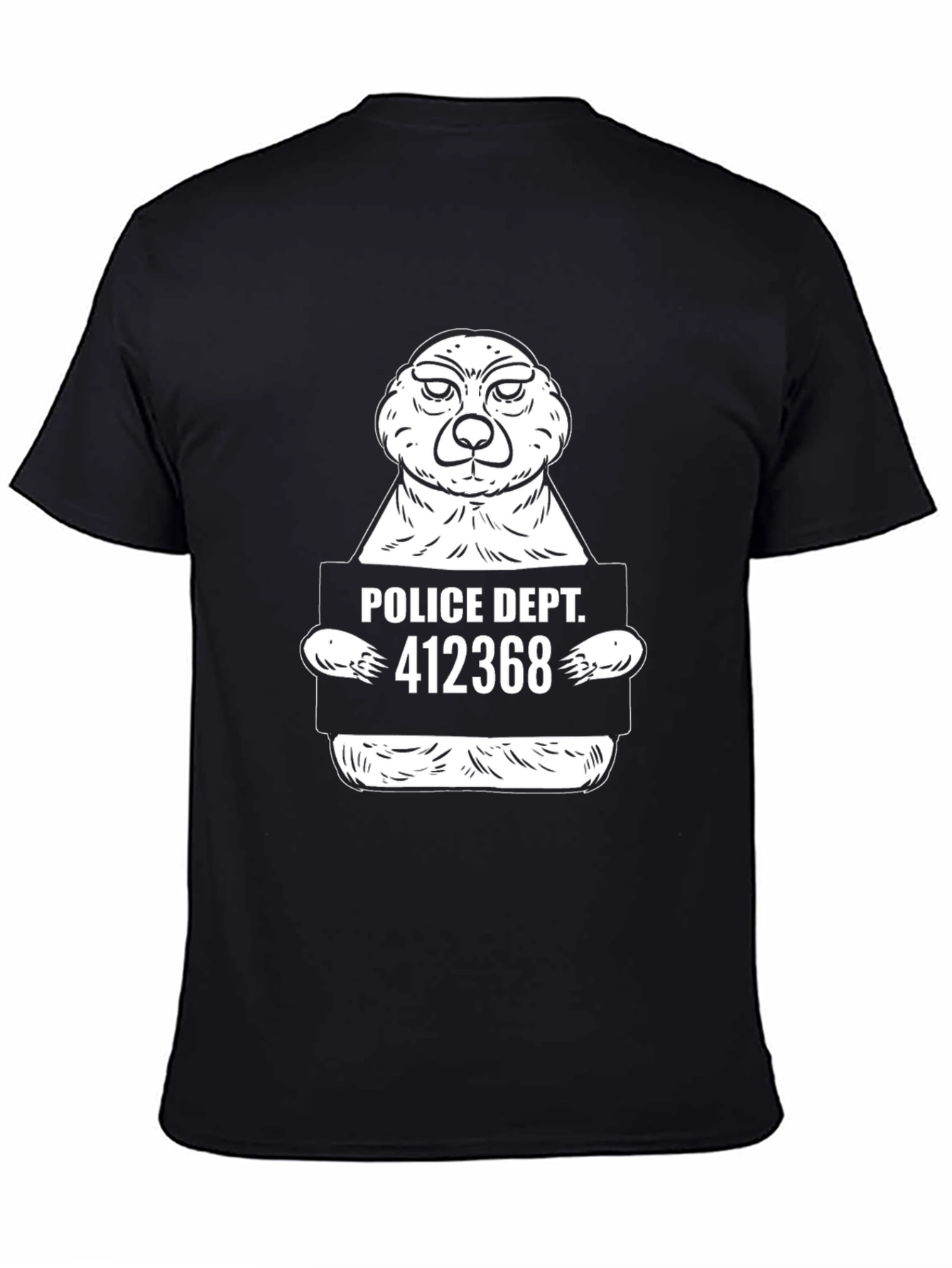 Funny Meerkat Police Dept. Mugshot Black T-Shirt