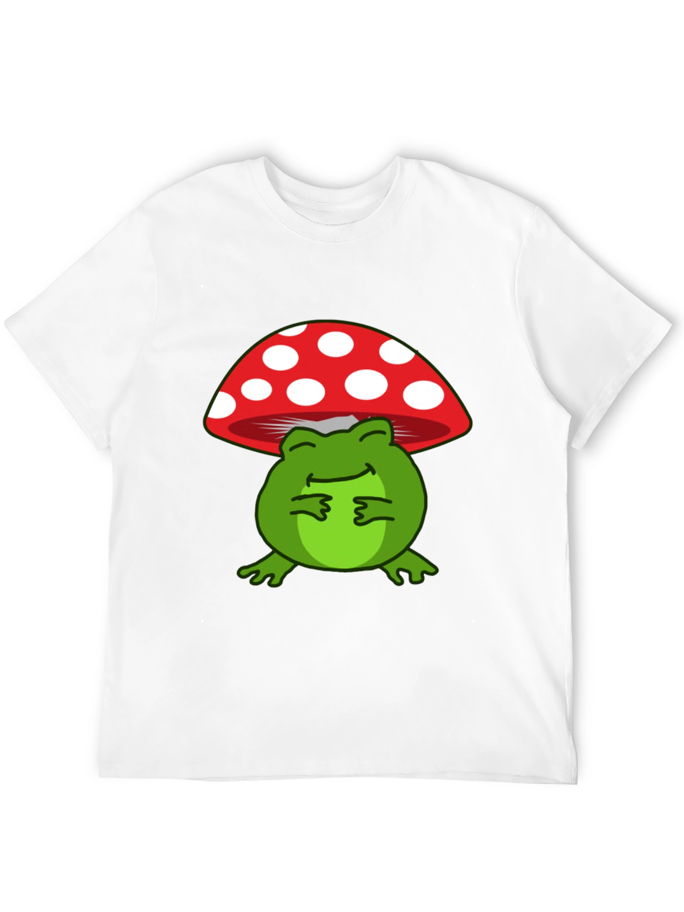 Frog Under Mushroom T-Shirt - Black Cotton Tee