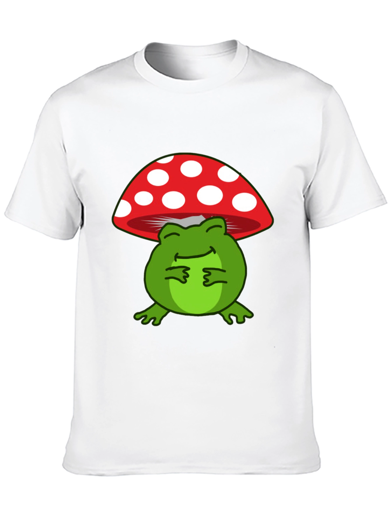 Frog Under Mushroom T-Shirt - Black Cotton Tee