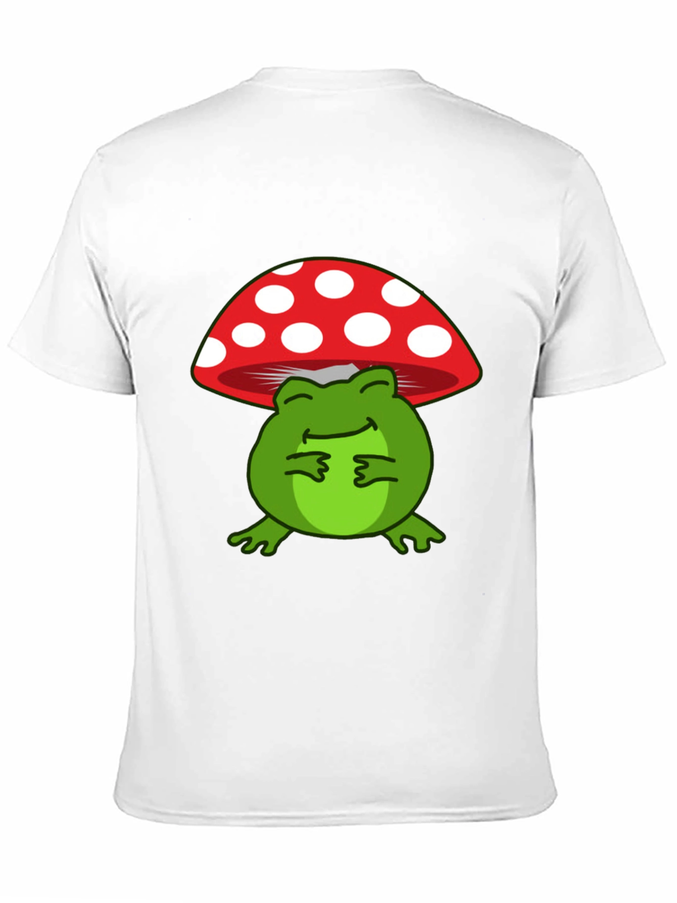 Frog Under Mushroom T-Shirt - Black Cotton Tee