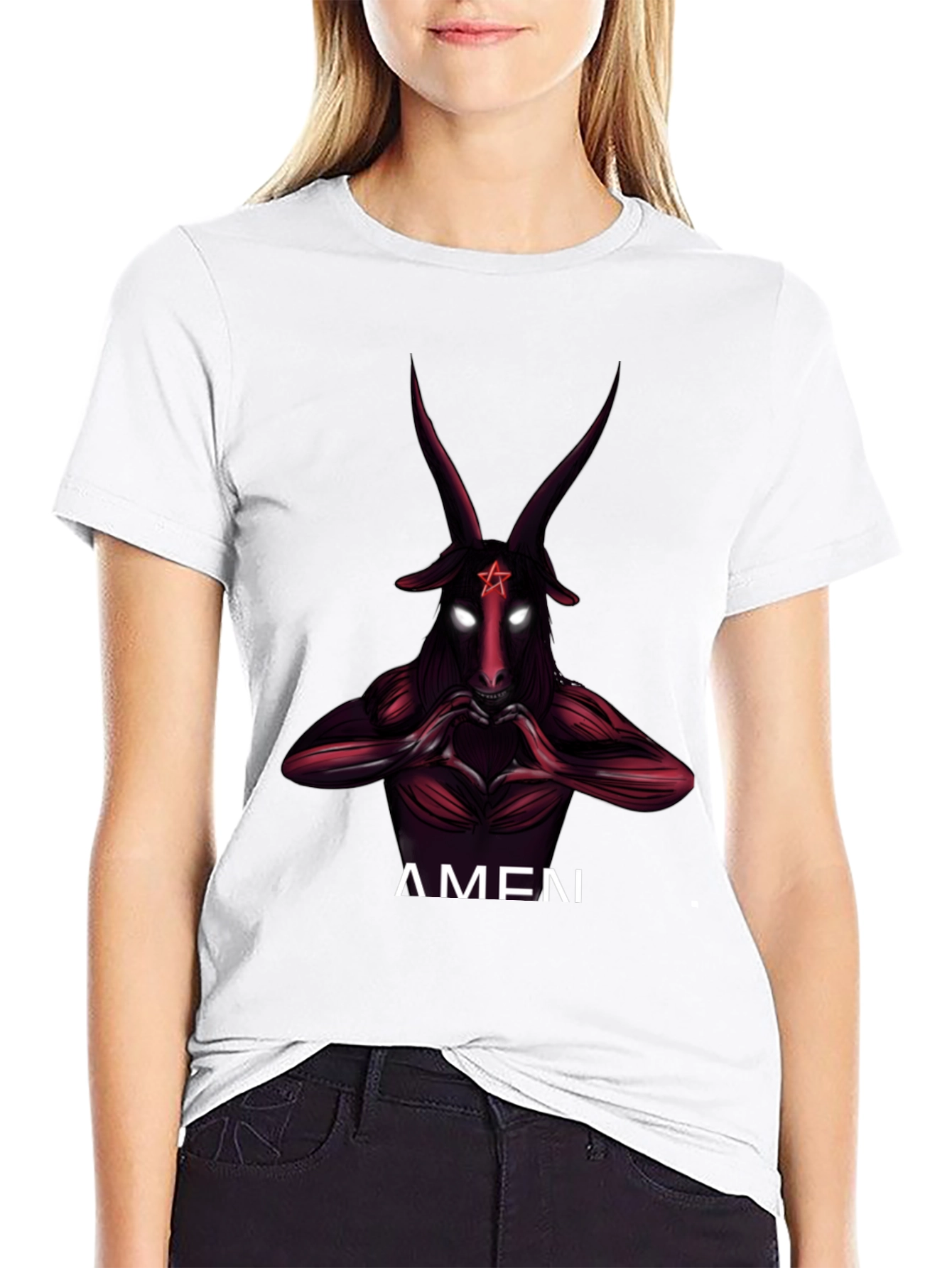 Baphomet Graphic Print Crew Neck T-Shirt