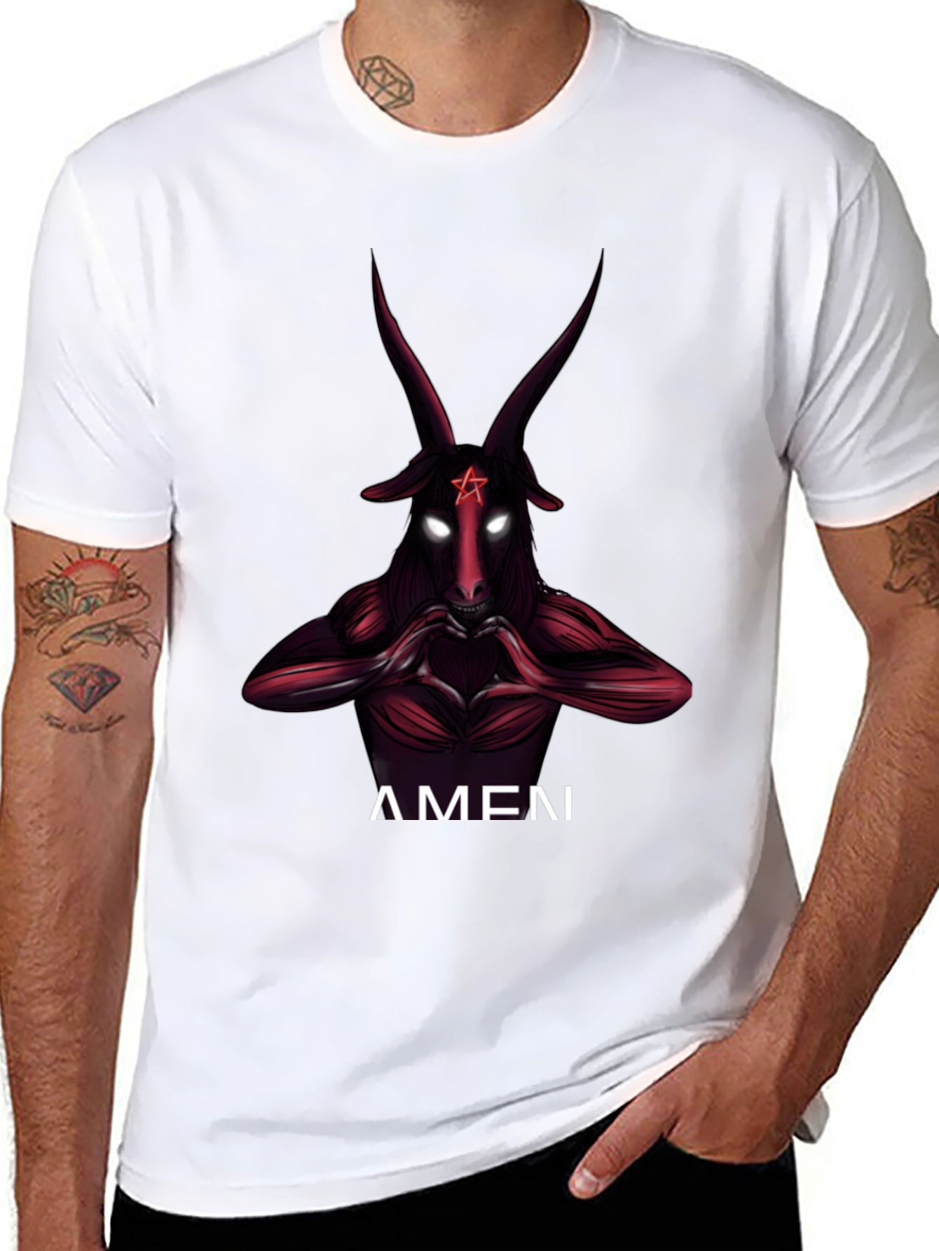 Baphomet Graphic Print Crew Neck T-Shirt