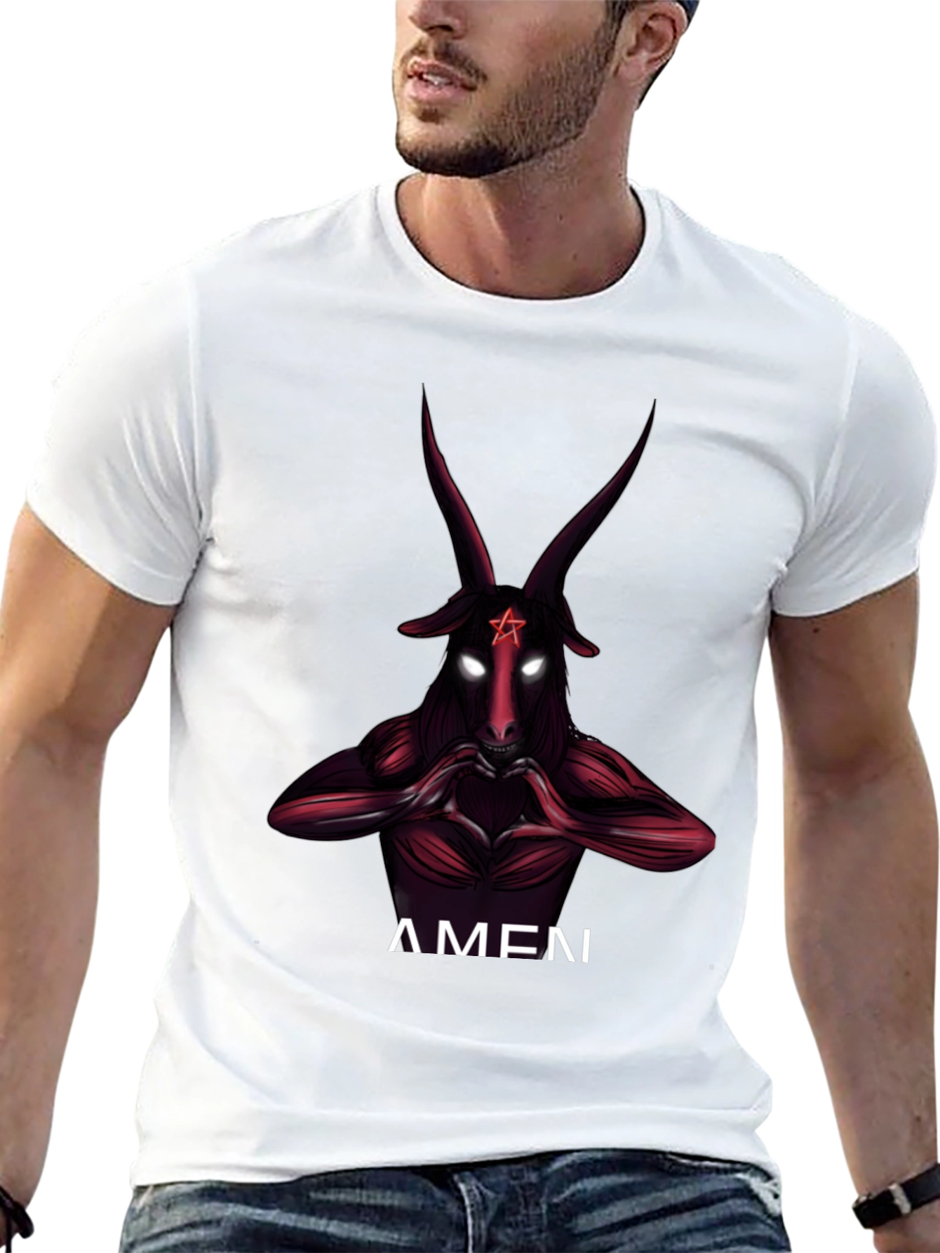 Baphomet Graphic Print Crew Neck T-Shirt