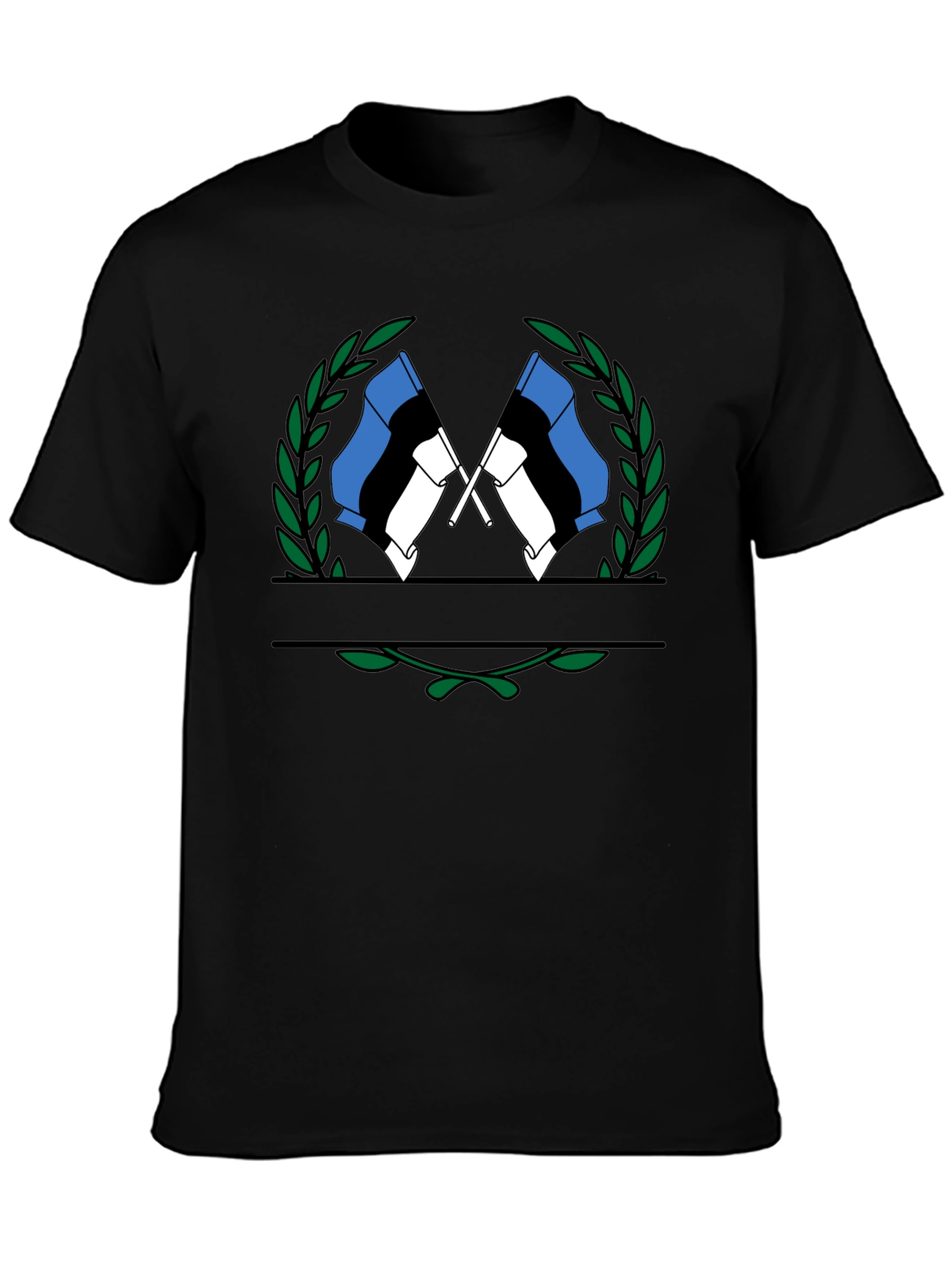 Estonian Flag Wreath Graphic Tee - Black
