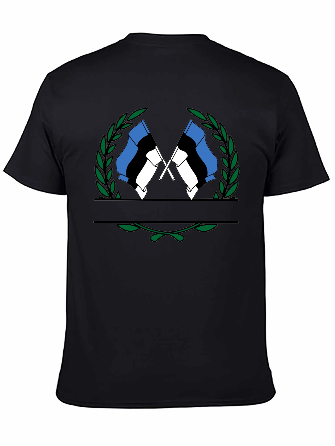 Estonian Flag Wreath Graphic Tee - Black