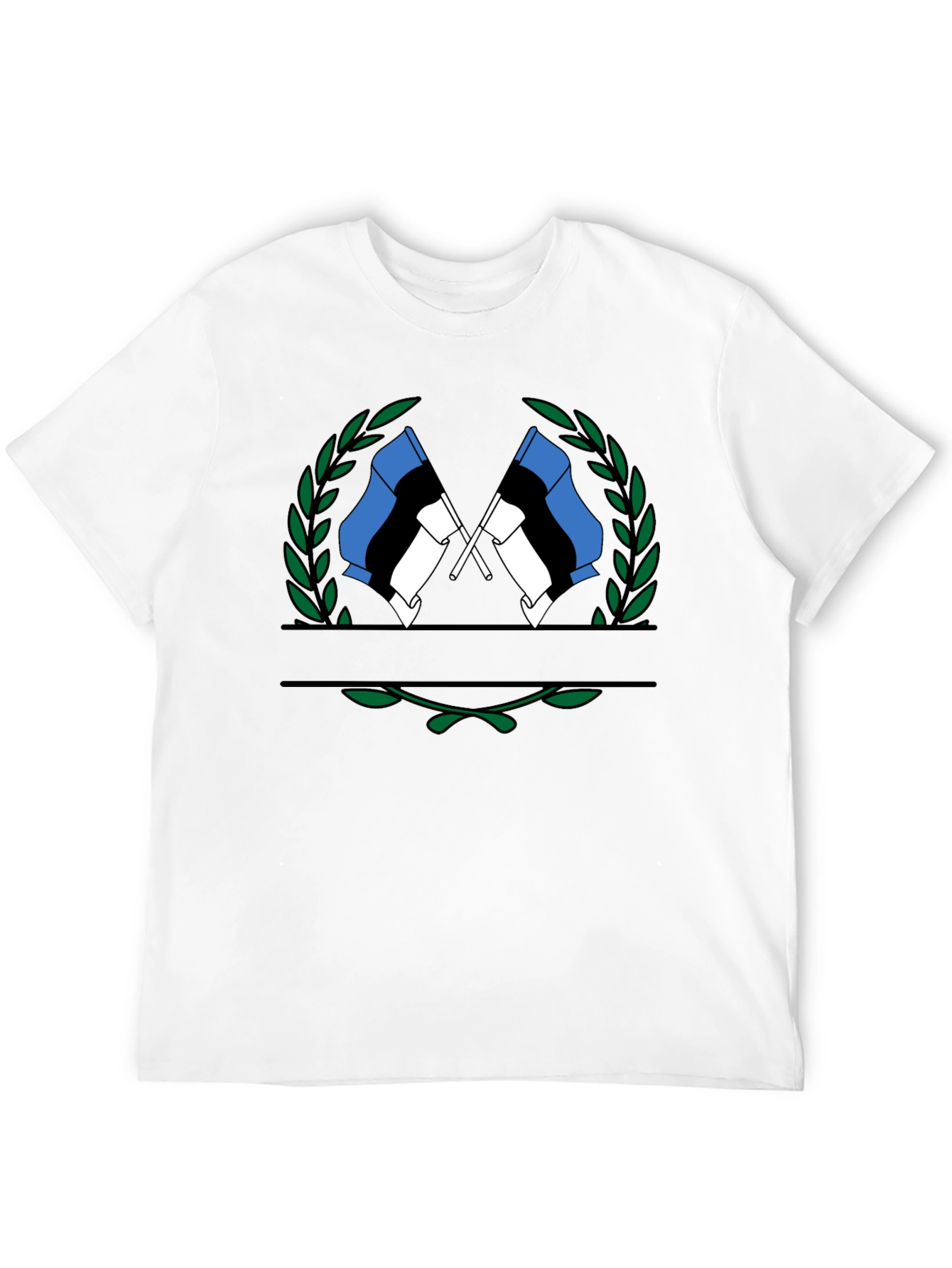 Estonian Flag Wreath Graphic Tee - Black