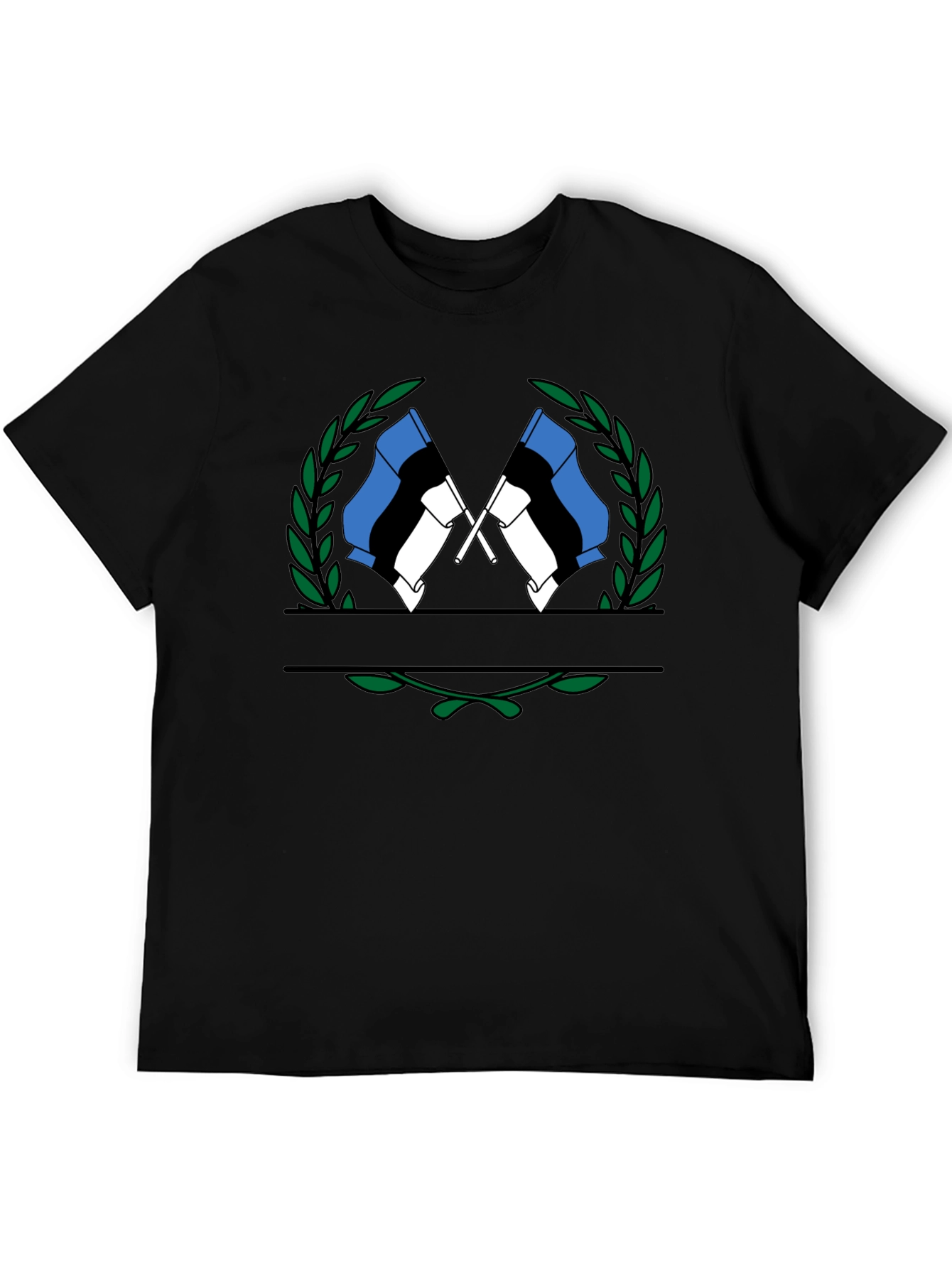 Estonian Flag Wreath Graphic Tee - Black